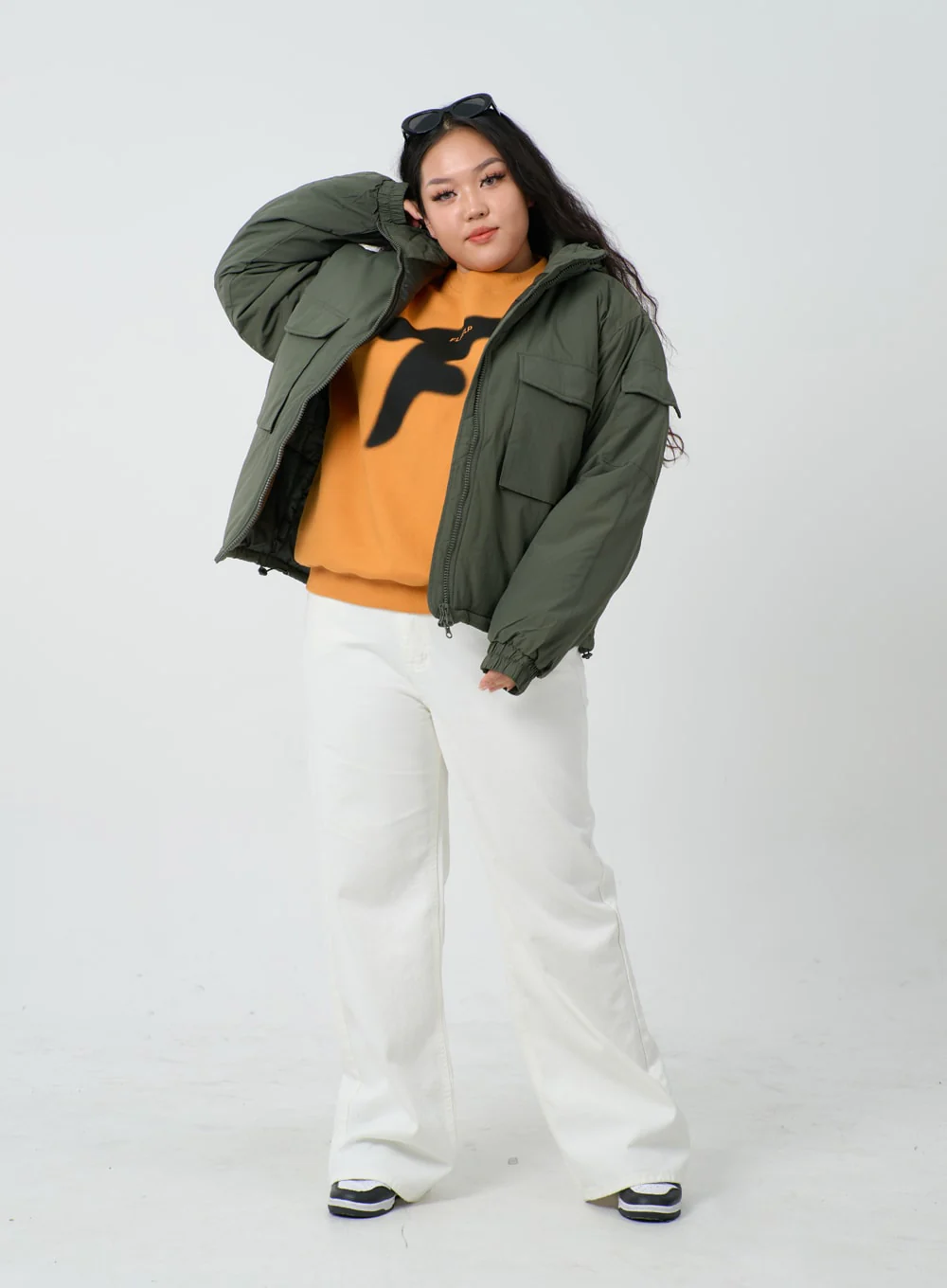 Plus Twin Front Pocket Hoodie Puffer Jacket ID27 - Image 5