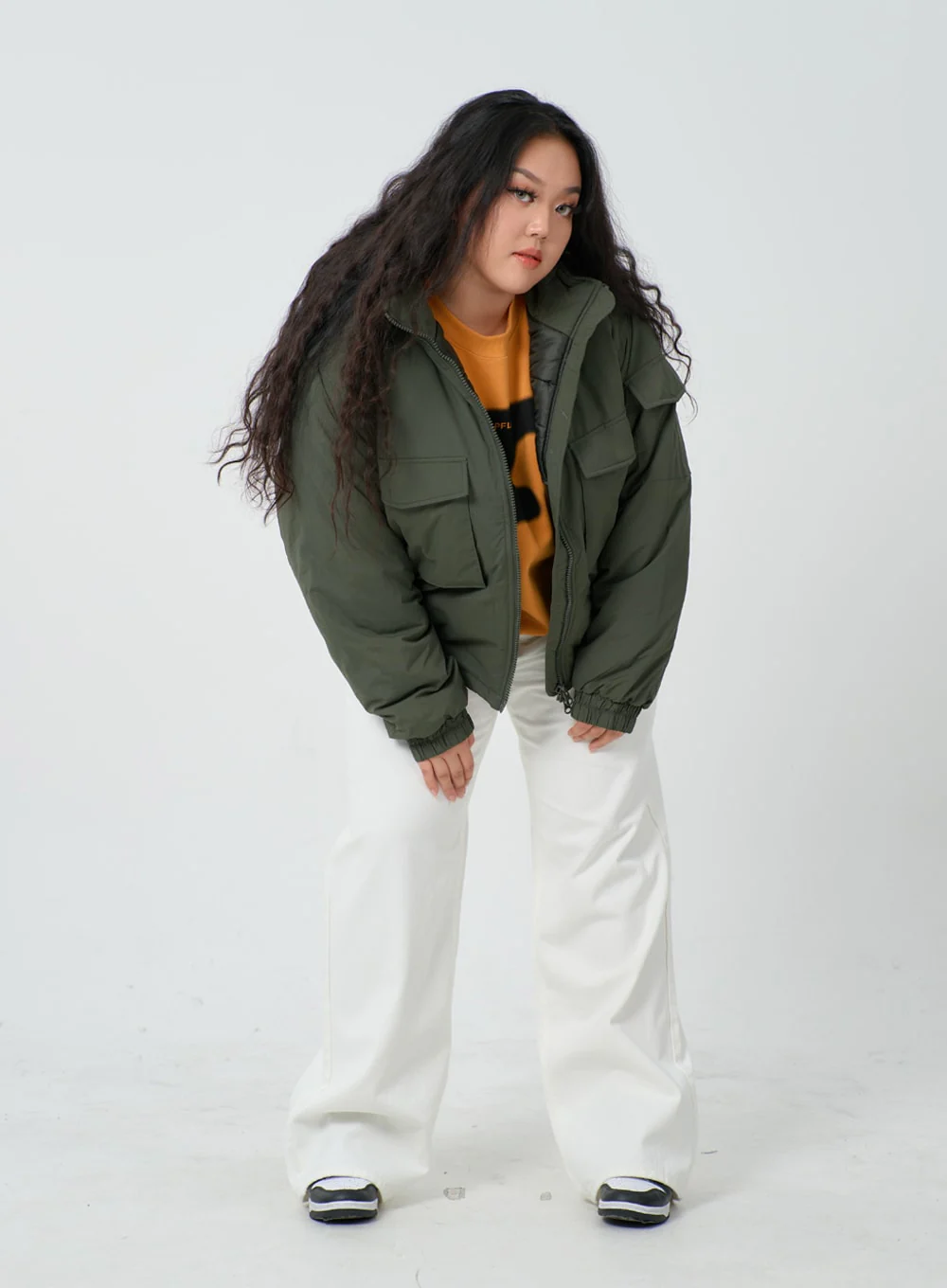 Plus Twin Front Pocket Hoodie Puffer Jacket ID27 - Image 8