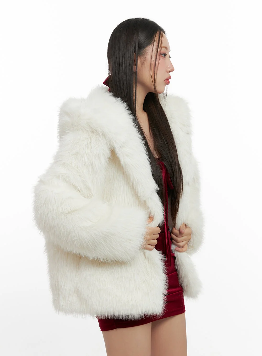 Plush Faux Fur Hooded Jacket CN413 - Image 10