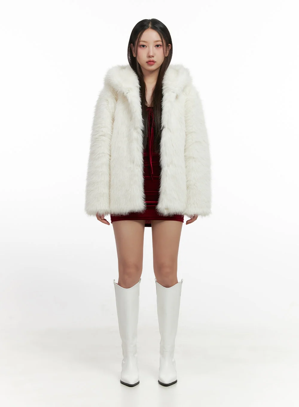 Plush Faux Fur Hooded Jacket CN413 - Image 4