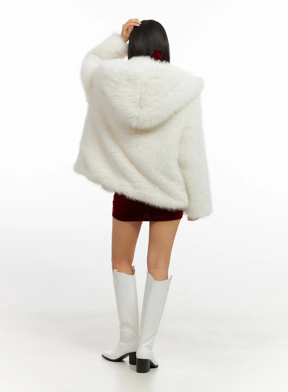 Plush Faux Fur Hooded Jacket CN413 - Image 9