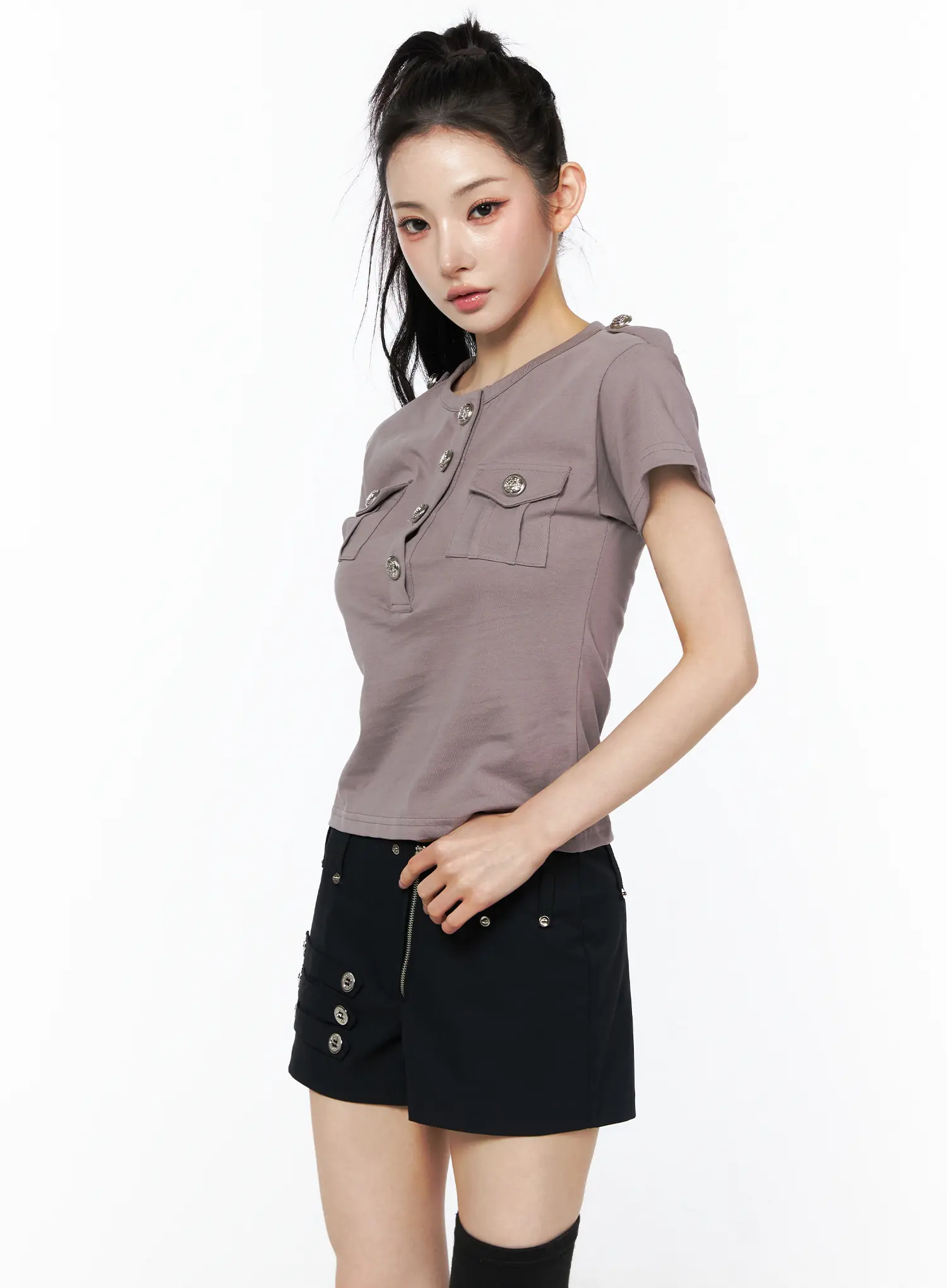 Pocket Detail Short Sleeve Tee CU511 - Image 7