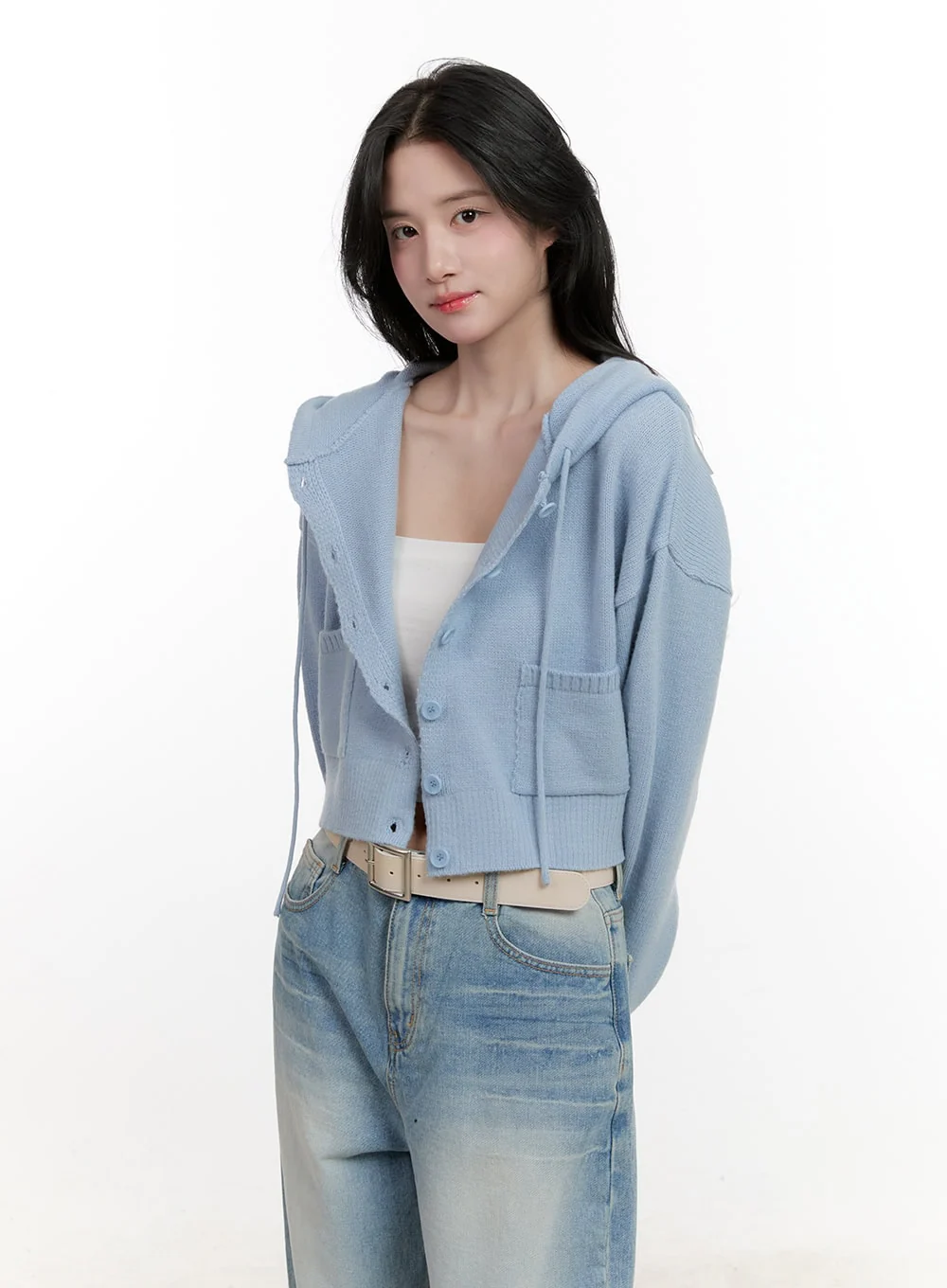Pocket Hooded Buttoned Cardigan CF527 - Image 8