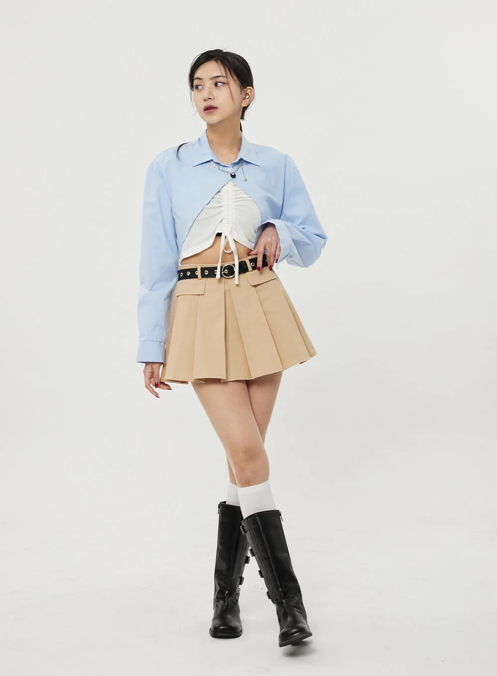 Pocket Pleated Mini Skirt BF315 - Image 5