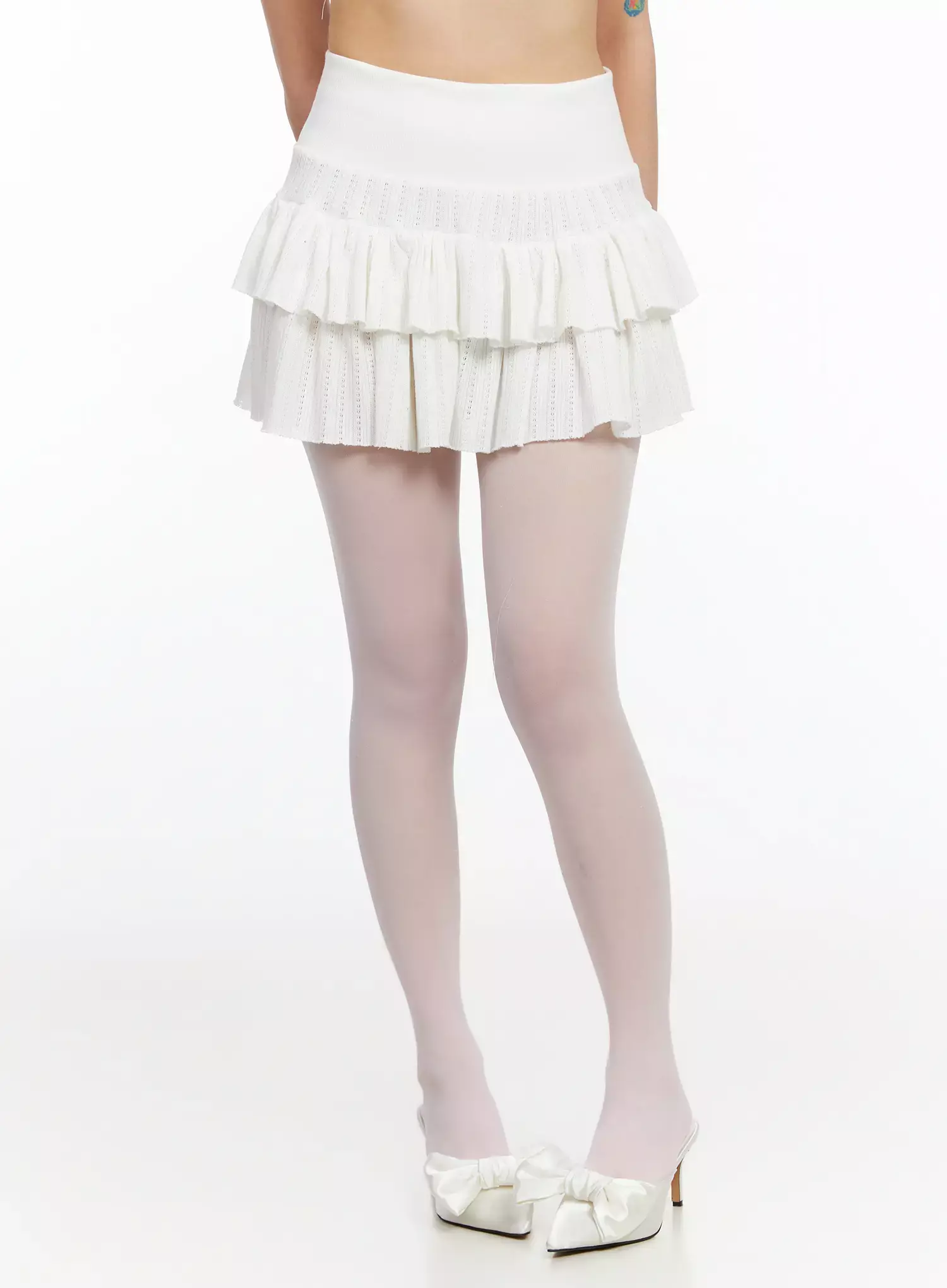 Pointelle Layered Ruffle Mini Skirt IA523 - Image 10