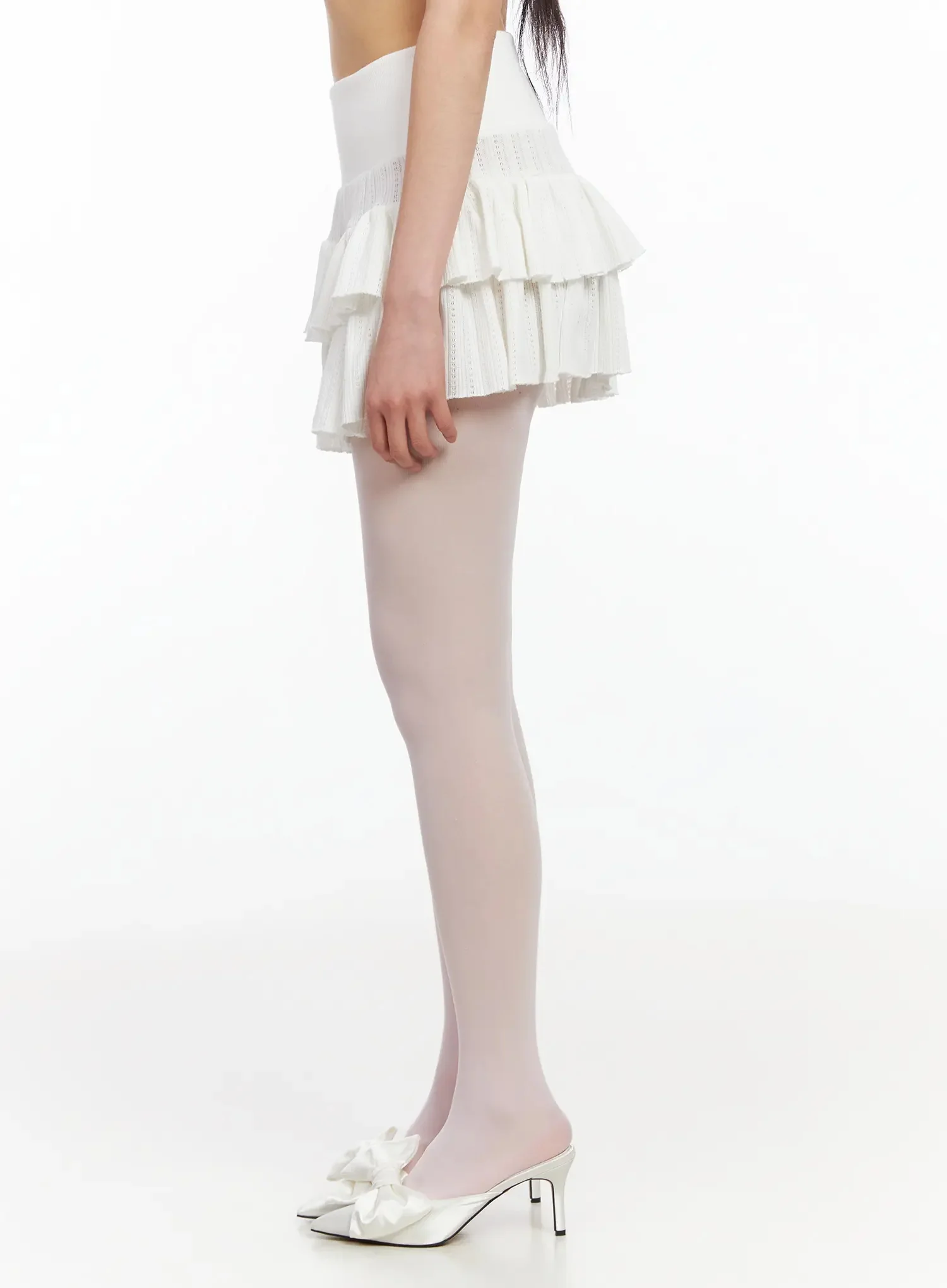 Pointelle Layered Ruffle Mini Skirt IA523 - Image 11