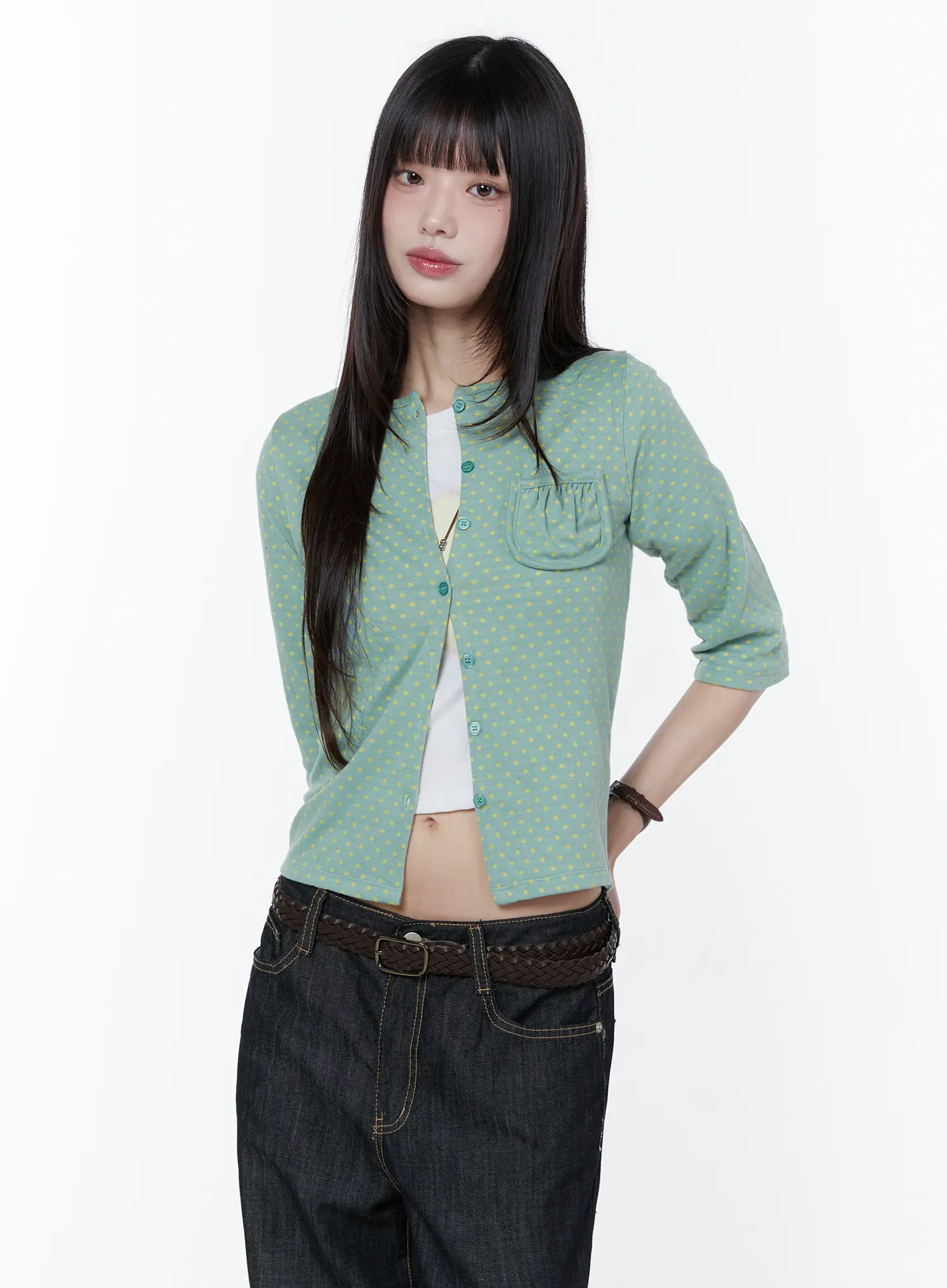 Polka Dot 3/4 Sleeve Cardigan CU505 - Image 2