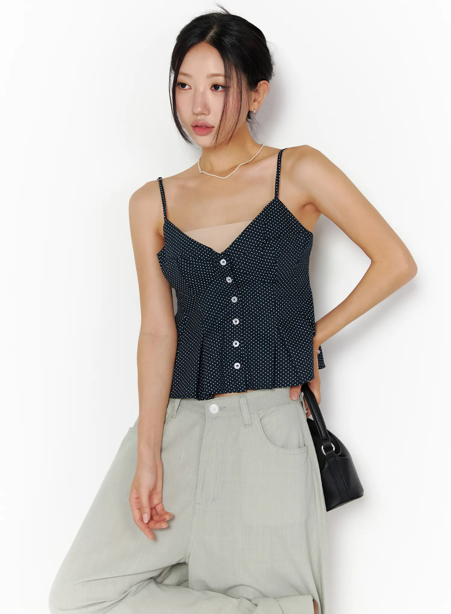 Polka Dot Button-Up Camisole CU515