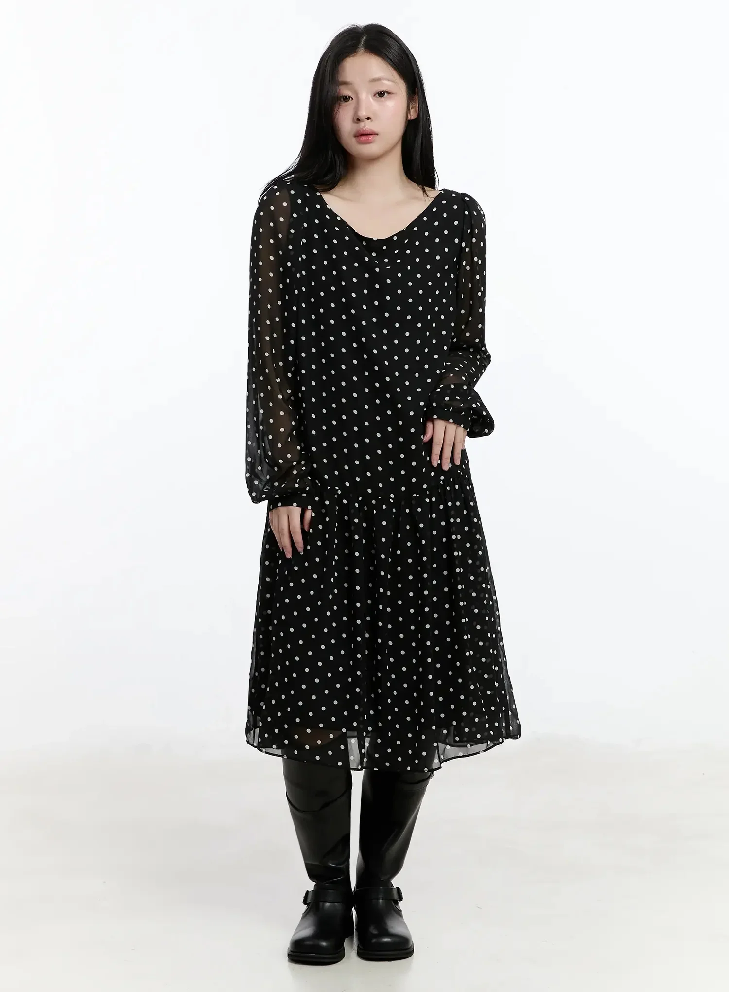 Polka Dot Chiffon Dress IM513 - Image 2