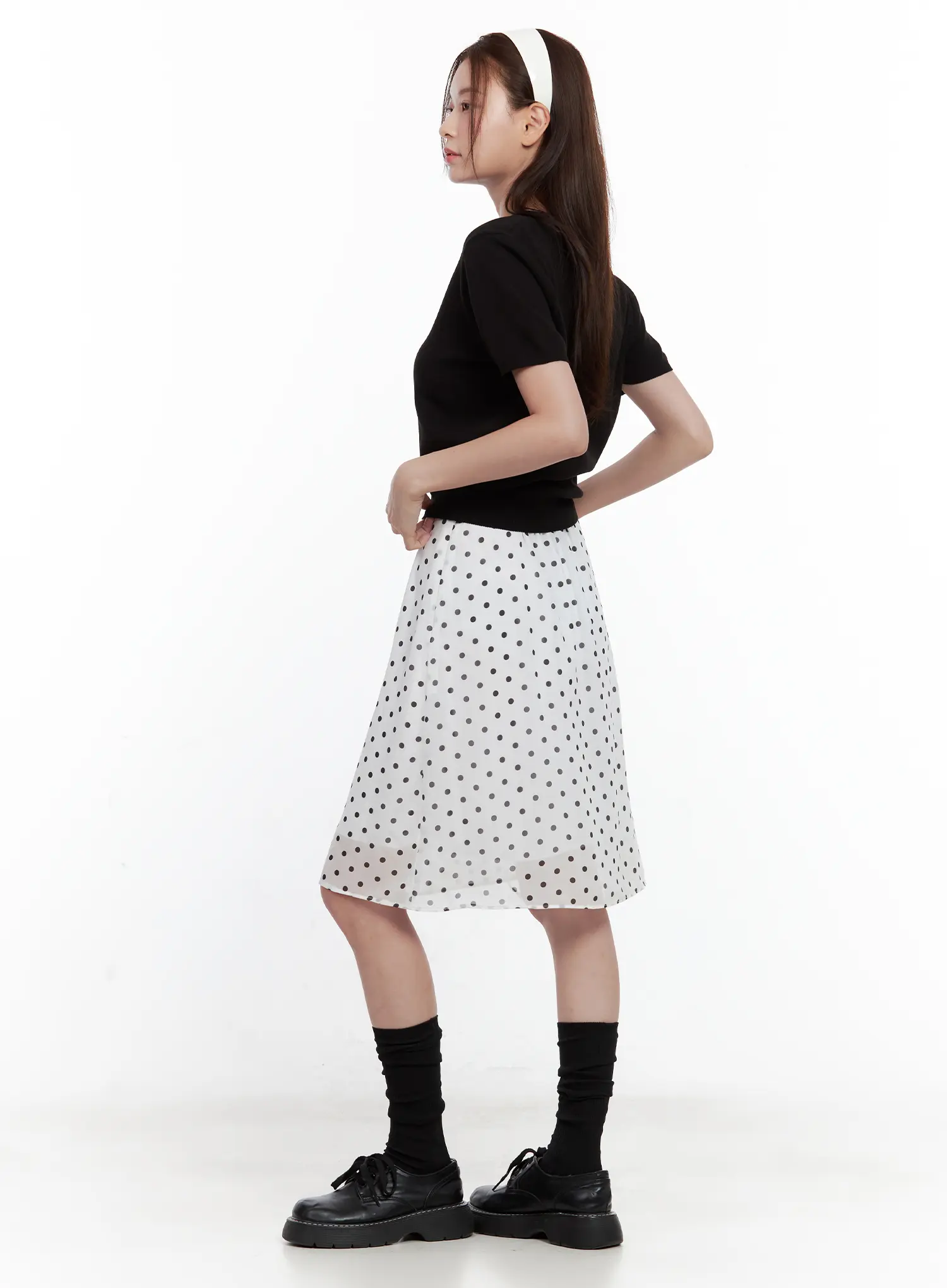 Polka Dot Double-Layered Midi Skirt CL502 - Image 3