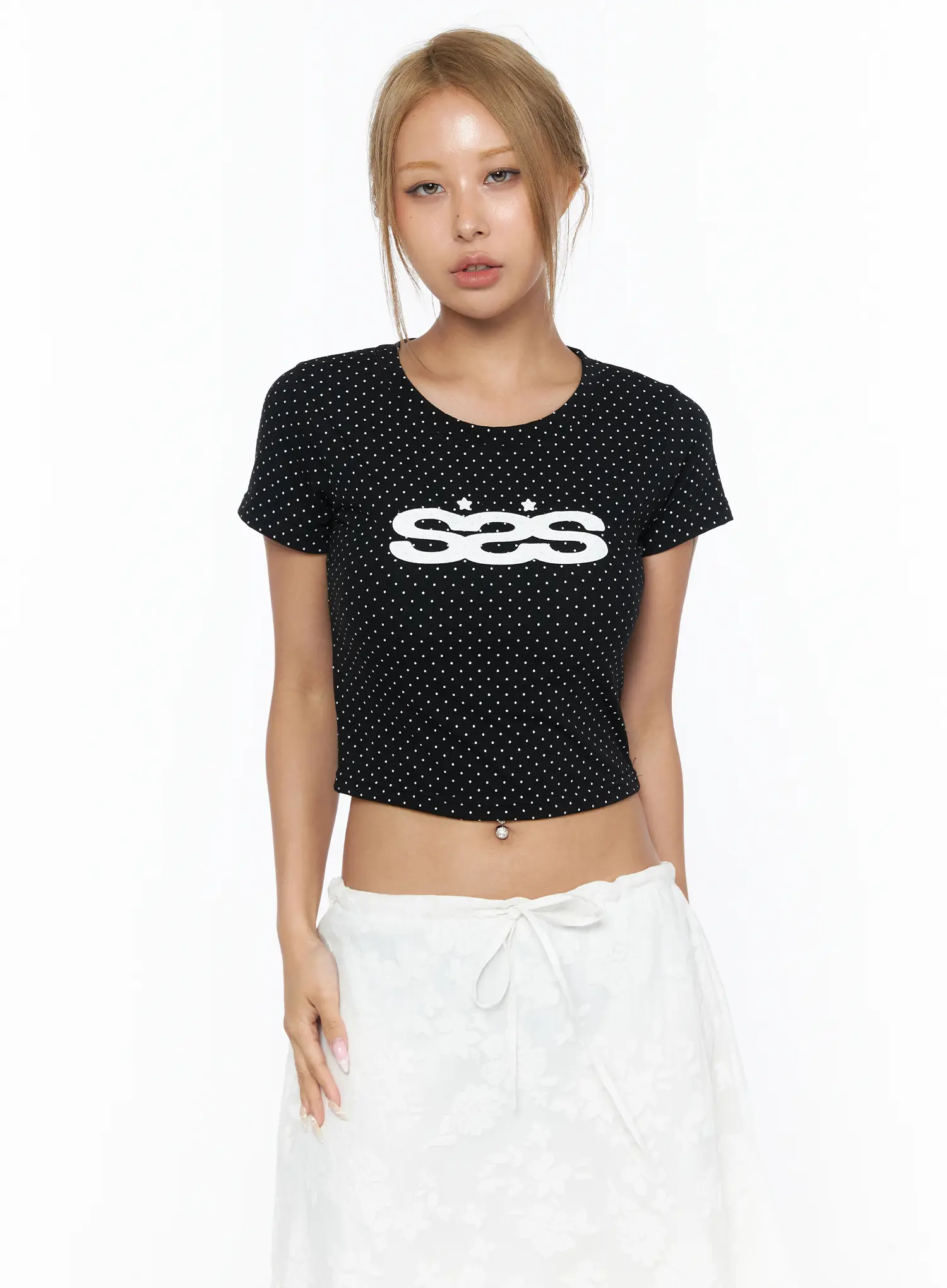 Polka Dot Graphic Crop Tee CU523 - Image 8