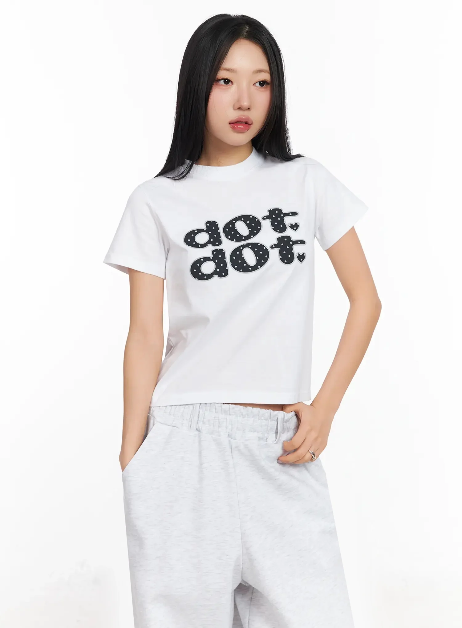Polka Dot Graphic Crop Top IA507 - Image 7