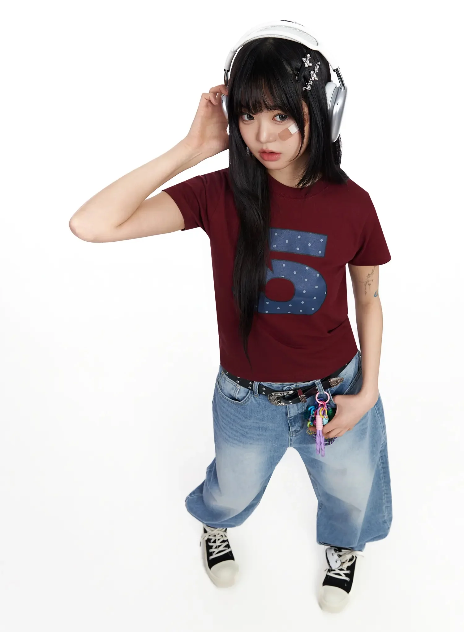 Polka Dot Graphic Number Crop Tee IA523 - Image 12