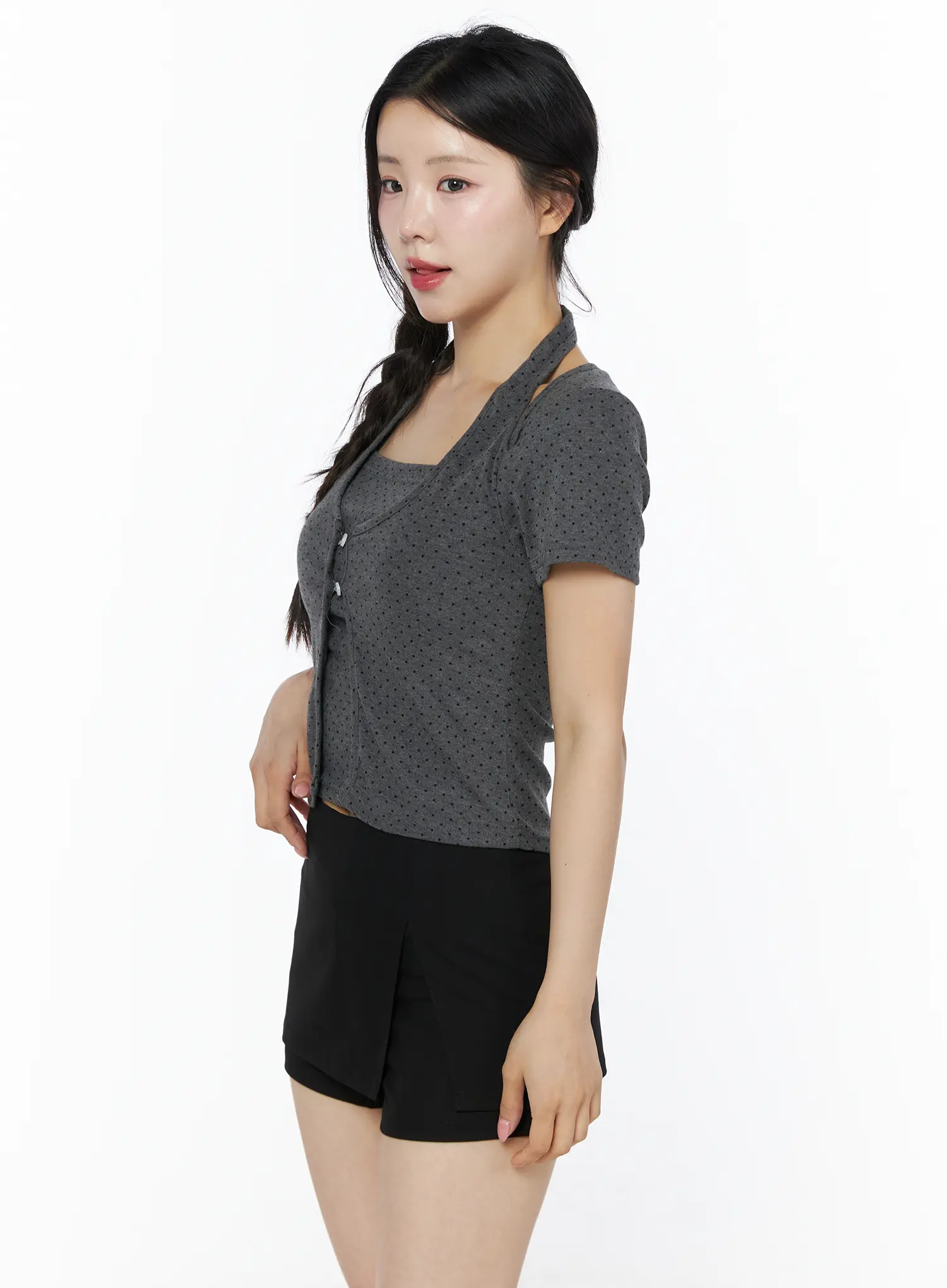 Polka Dot Halter Layered Tee IU525 - Image 11