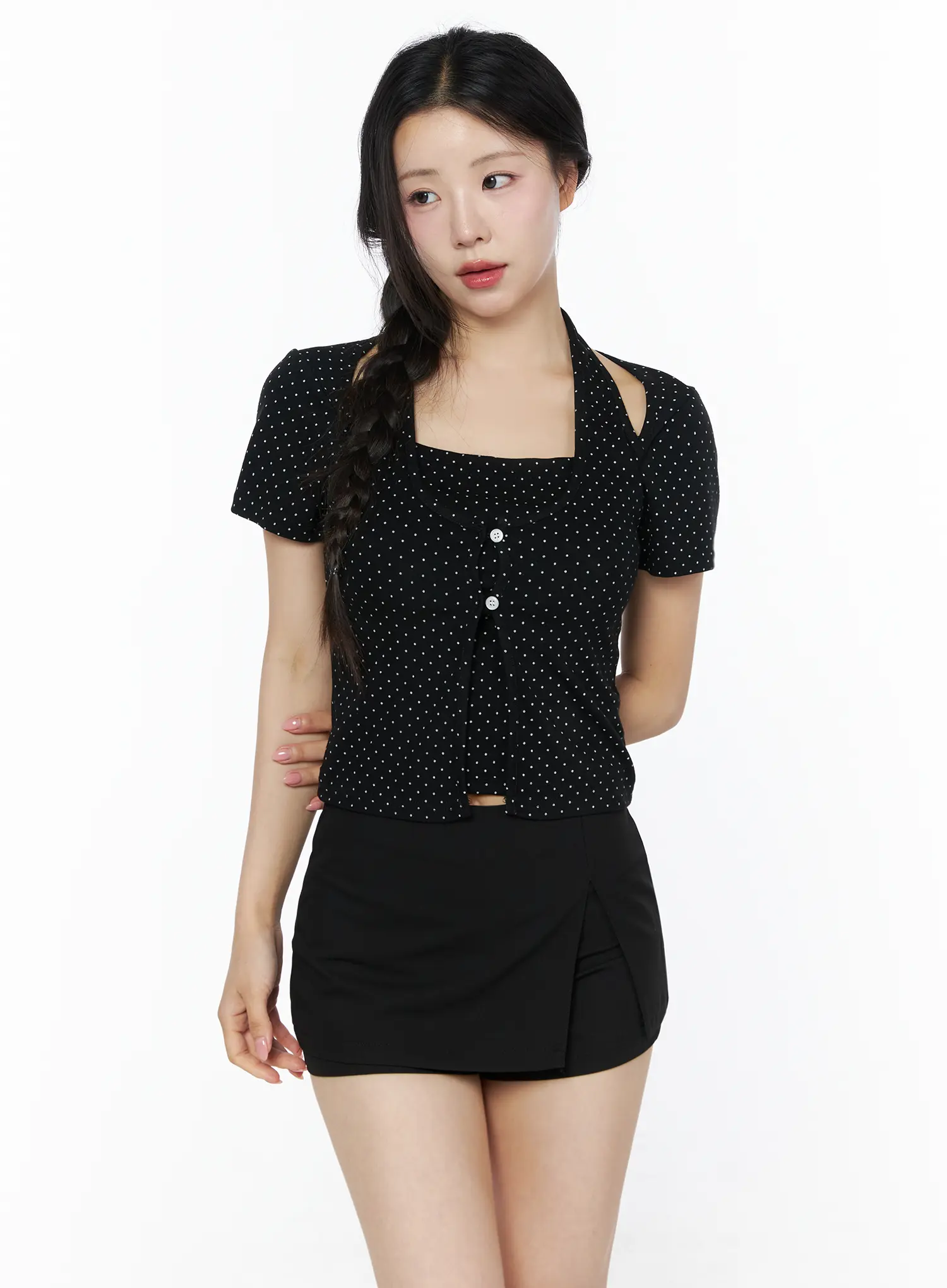 Polka Dot Halter Layered Tee IU525 - Image 12