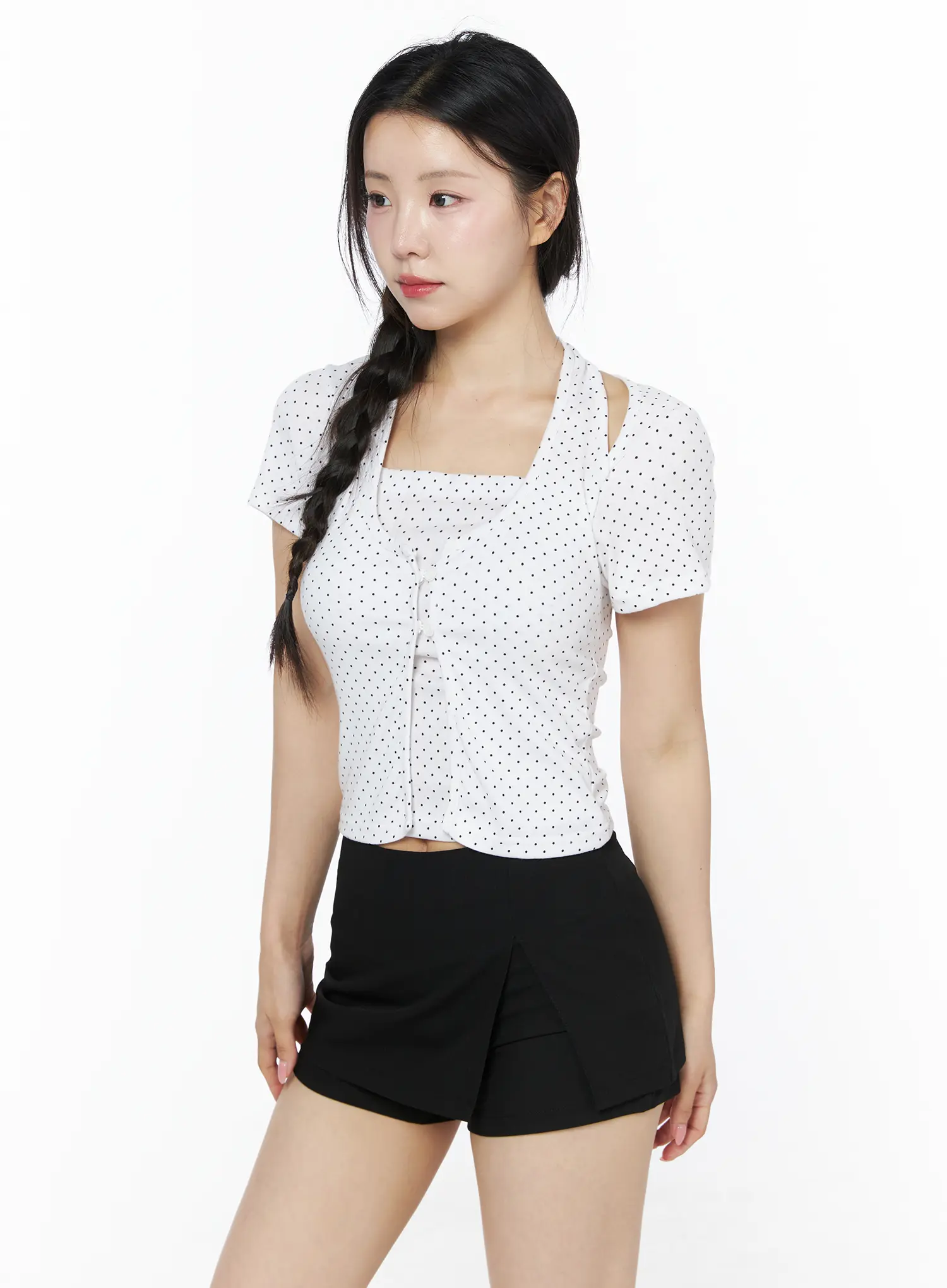 Polka Dot Halter Layered Tee IU525 - Image 8