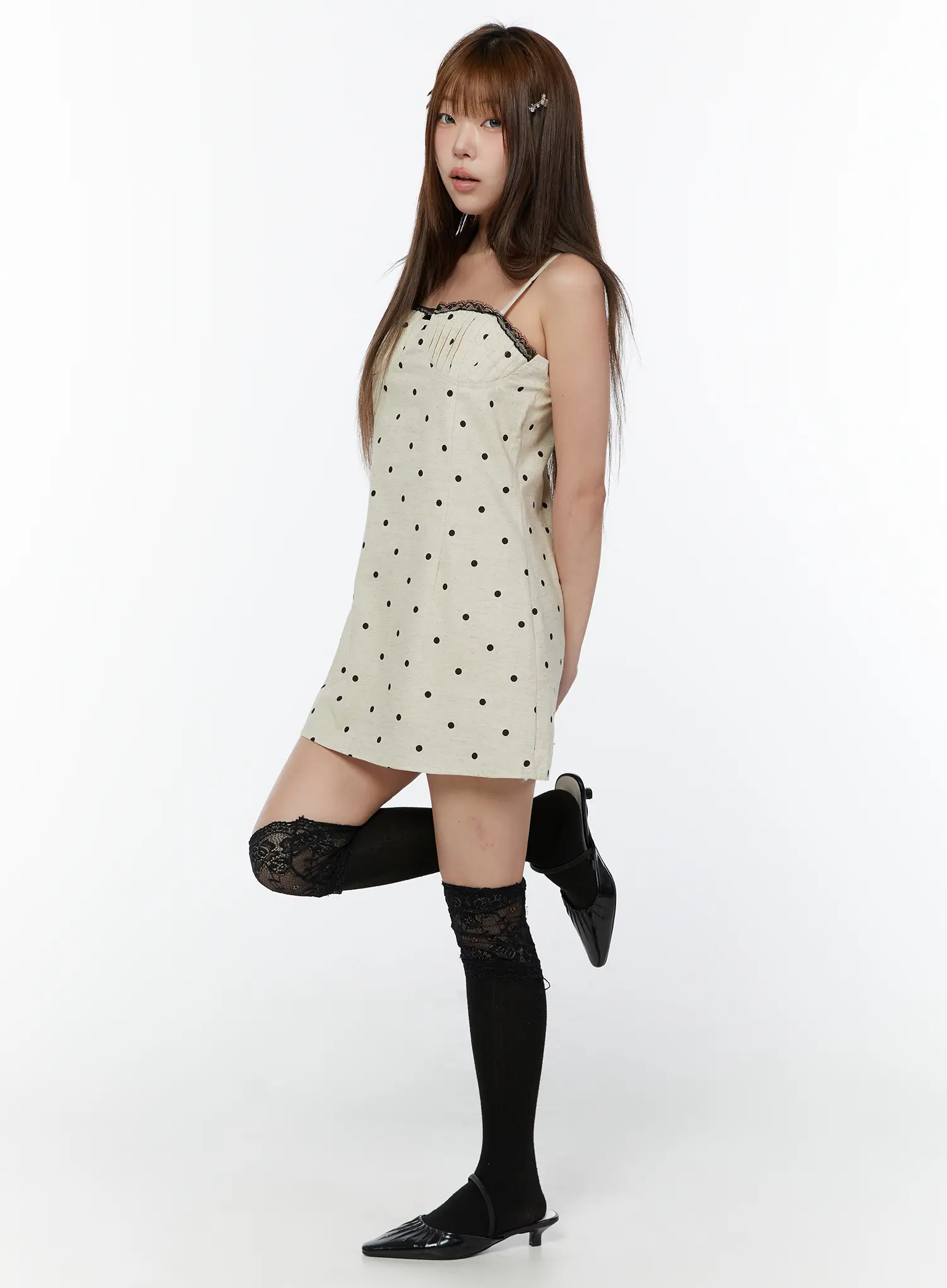 Polka Dot Lace Mini Dress CY518 - Image 4