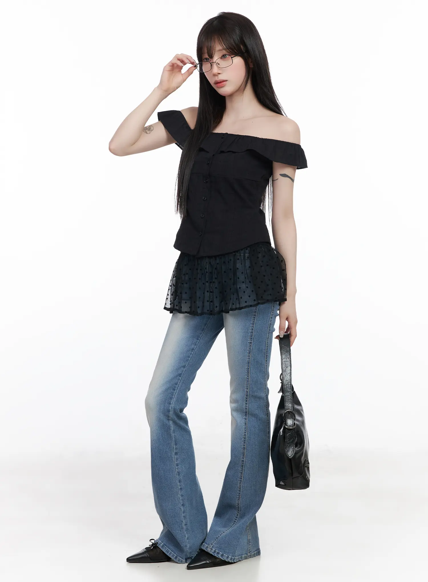 Polka Dot Mesh Wrap Skirt CF518 - Image 2