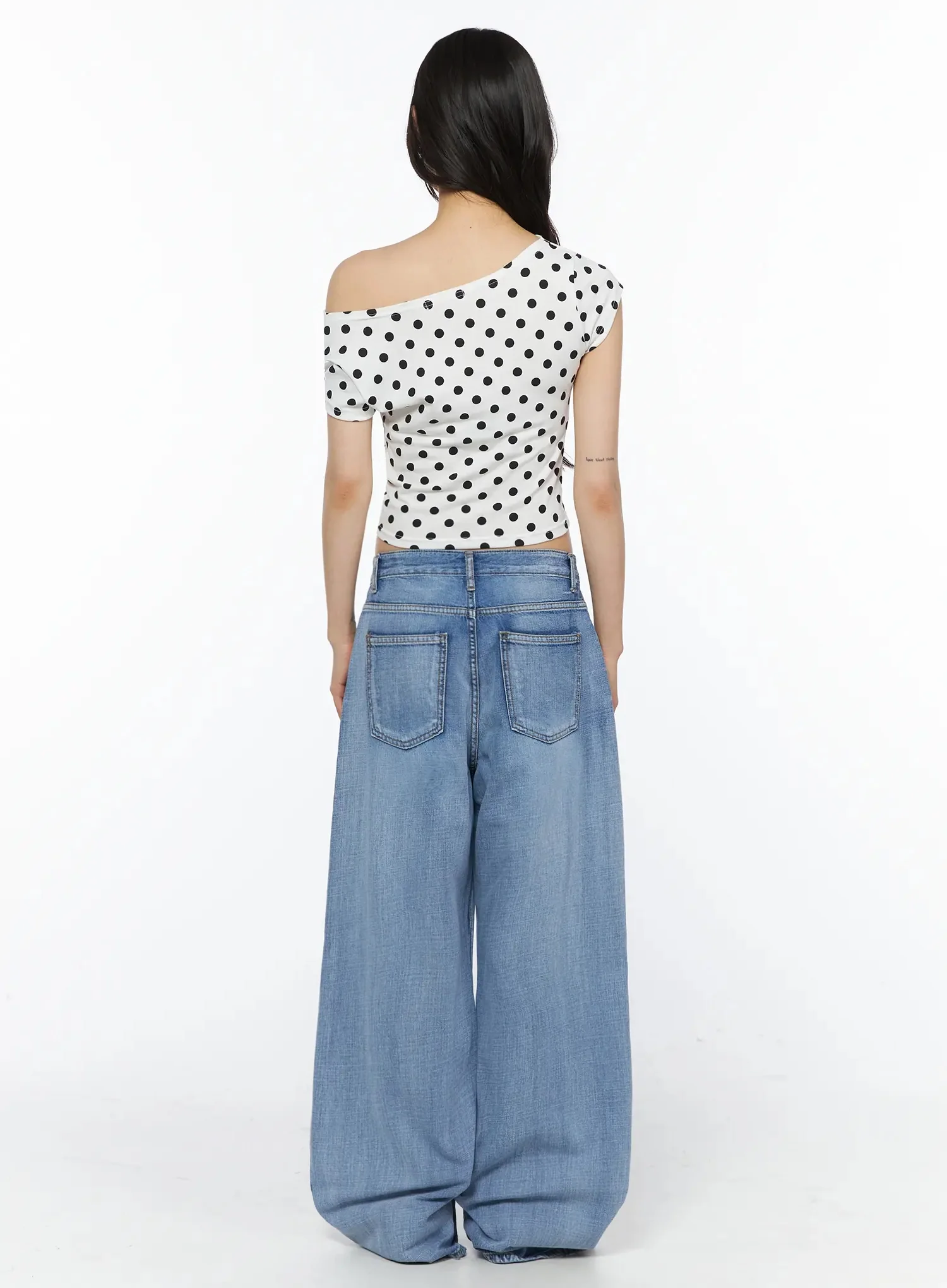 Polka Dot Off-Shoulder Crop Top IY525 - Image 11