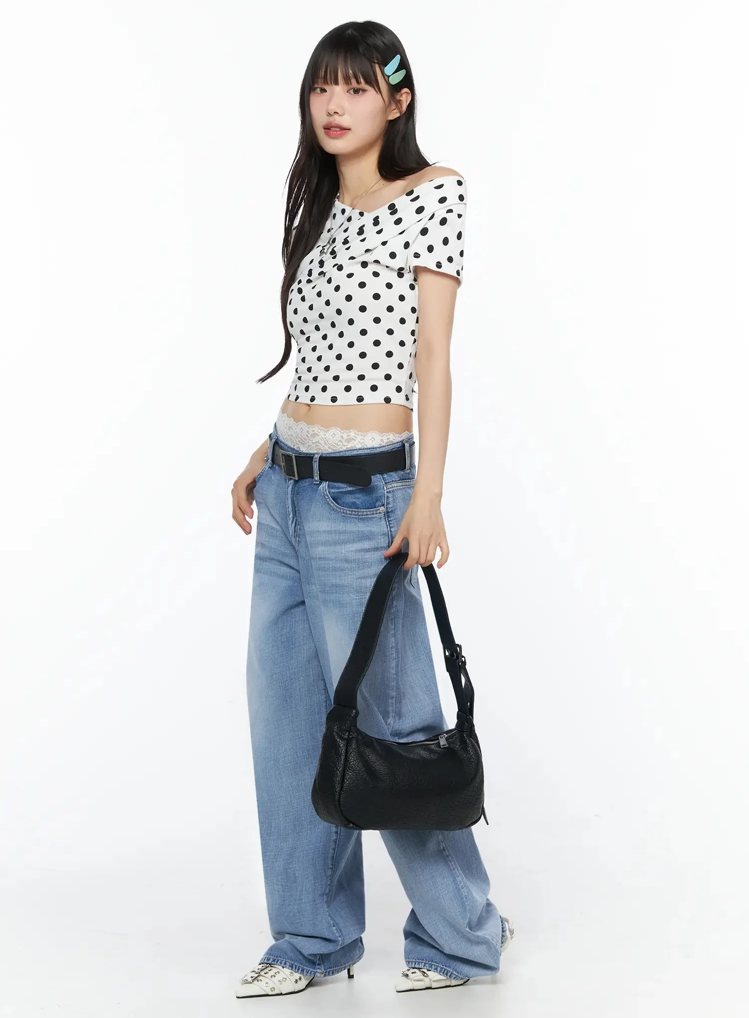 Polka Dot Off-Shoulder Crop Top IY525 - Image 12