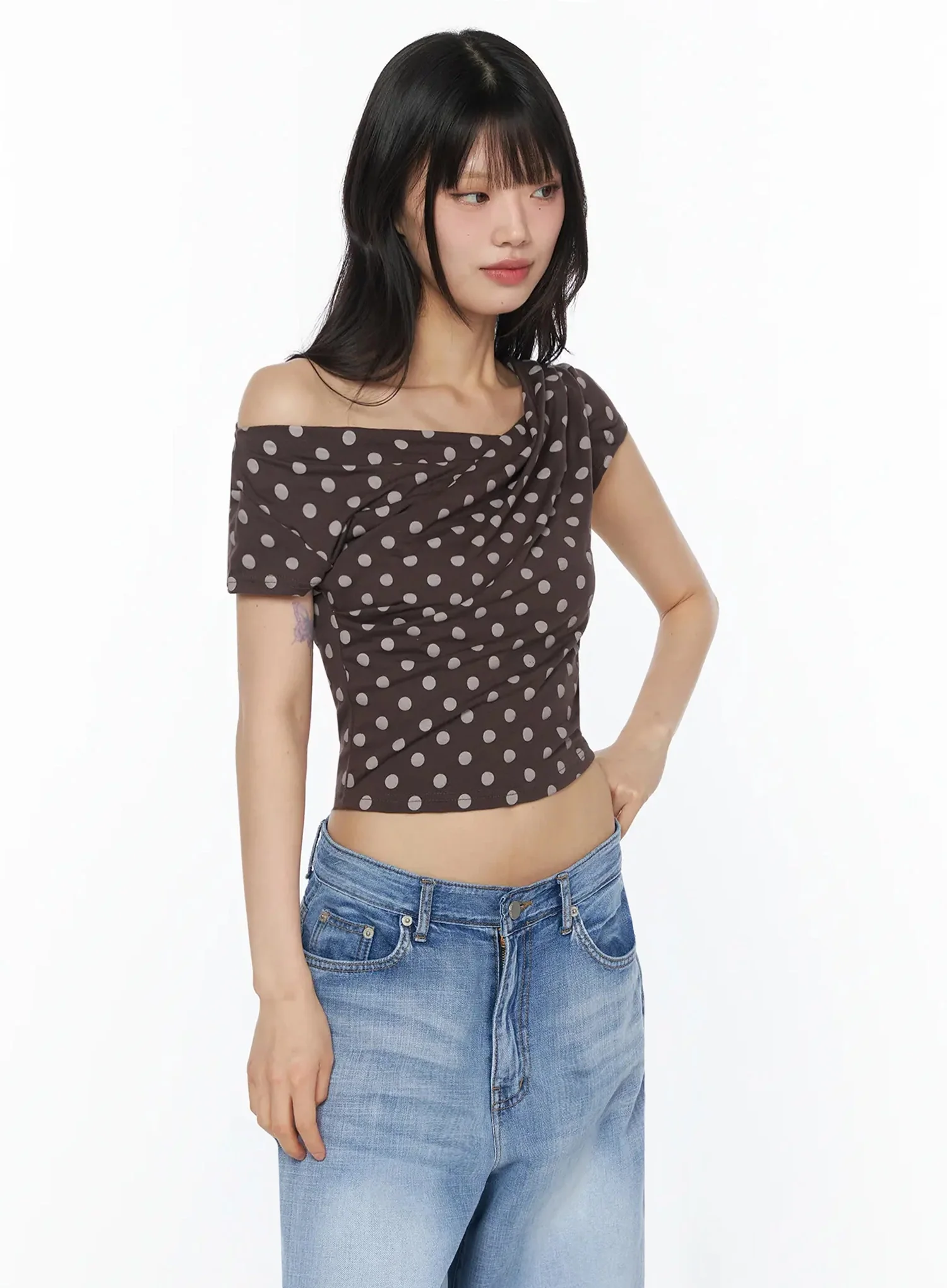 Polka Dot Off-Shoulder Crop Top IY525 - Image 14