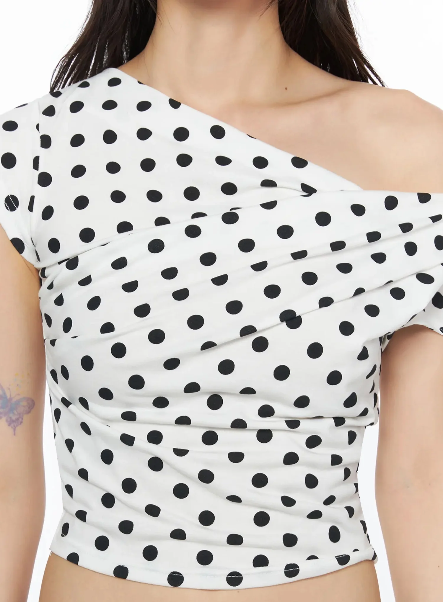 Polka Dot Off-Shoulder Crop Top IY525 - Image 8