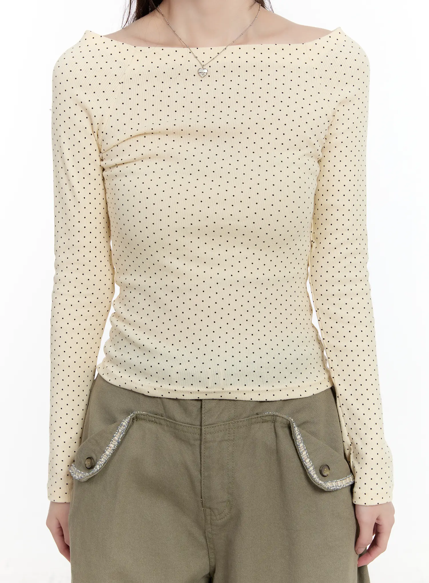 Polka Dot Off-Shoulder Long Sleeve Top CM510 - Image 4
