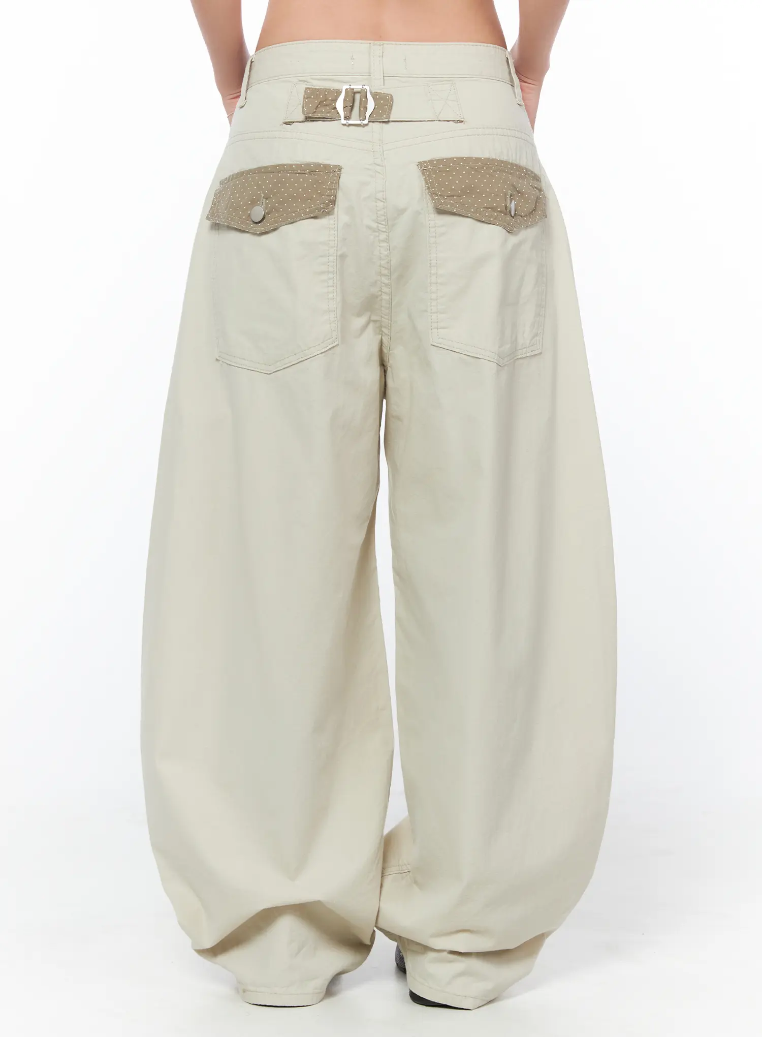 Polka Dot Pocket Wide Cotton Pants CY512