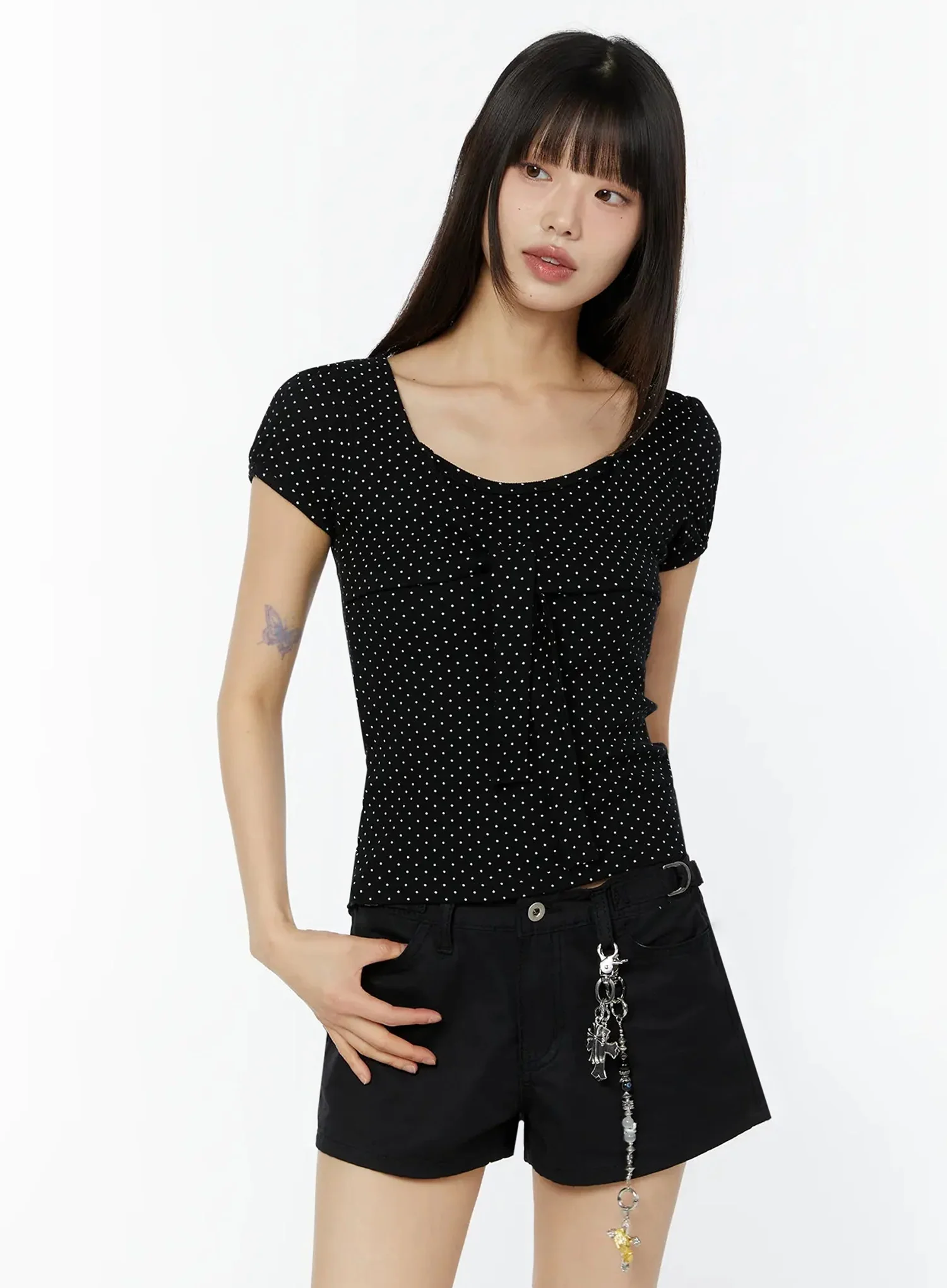 Polka Dot Puff Sleeve Top IU518 - Image 2