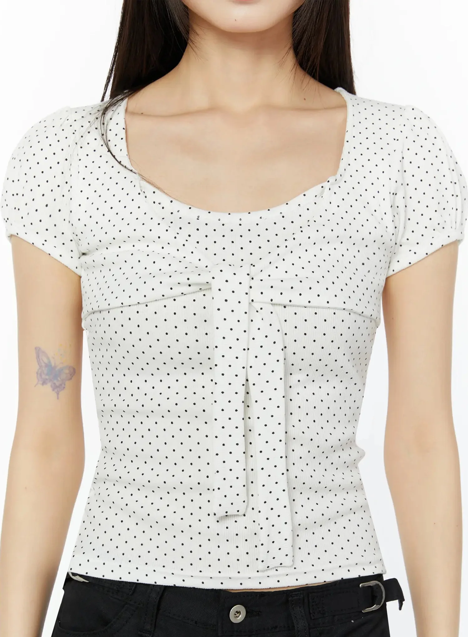 Polka Dot Puff Sleeve Top IU518 - Image 5