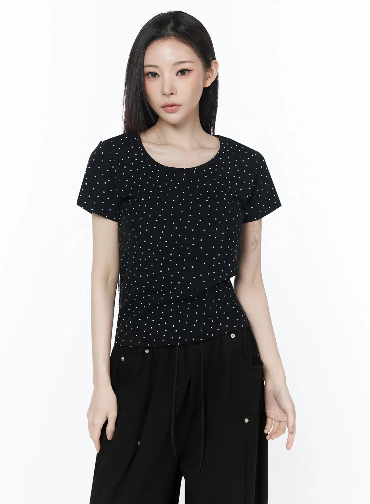 Polka Dot Round Neck Tee IU512 - Image 13