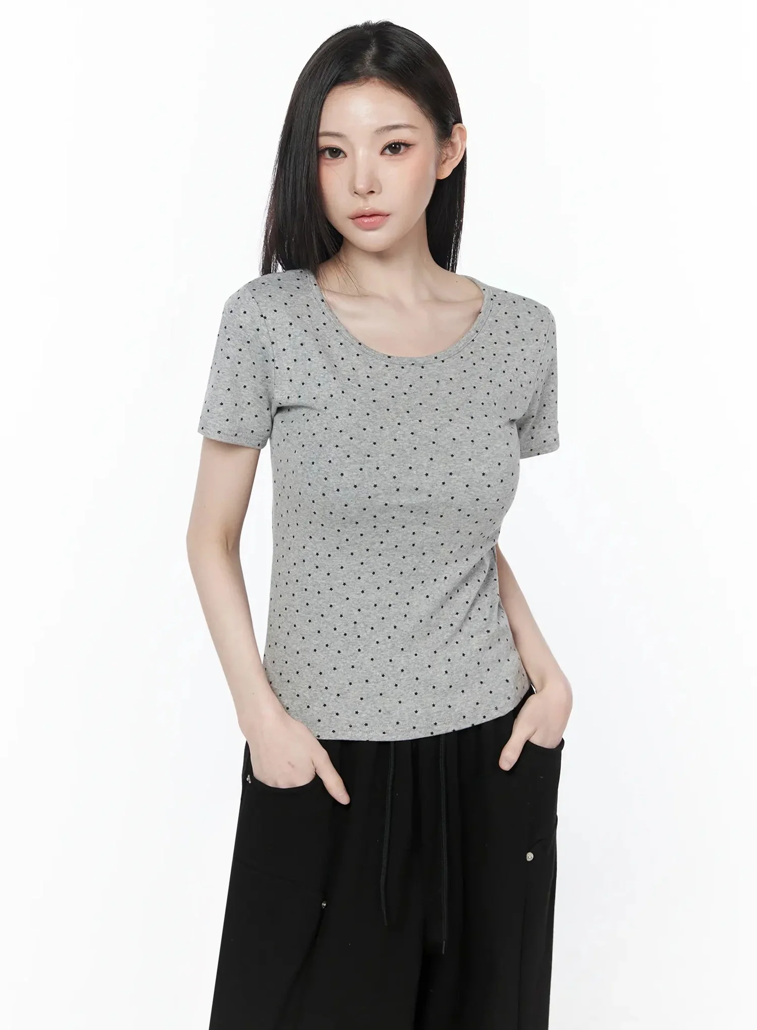 Polka Dot Round Neck Tee IU512 - Image 2