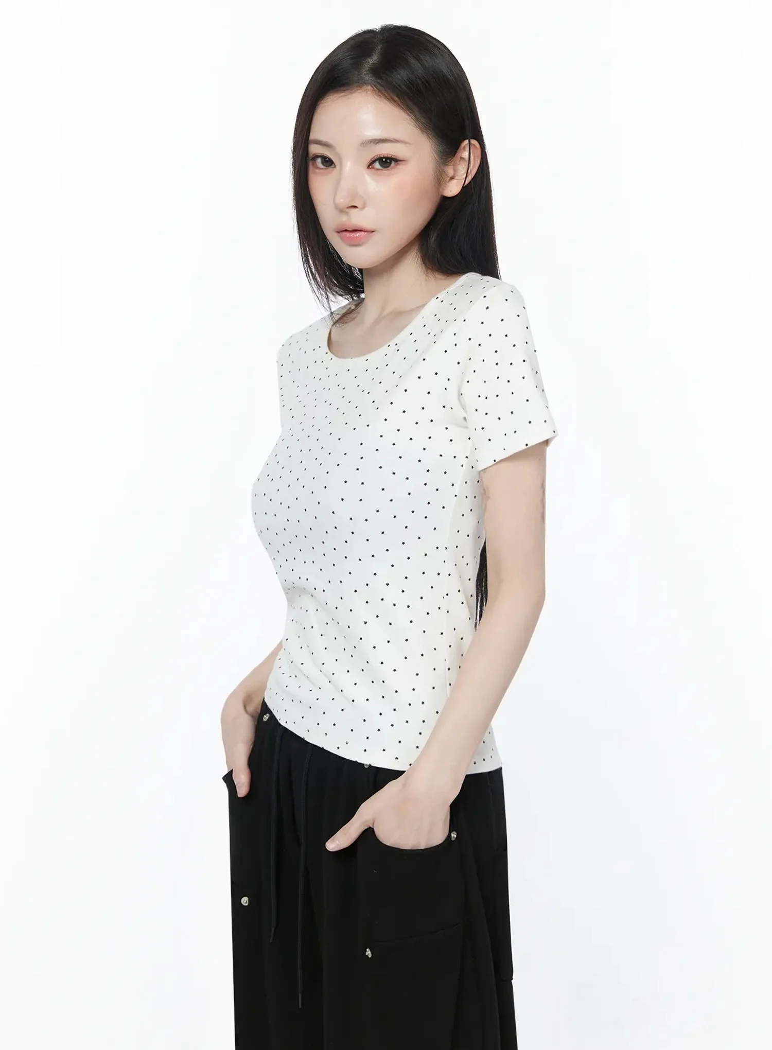 Polka Dot Round Neck Tee IU512 - Image 7