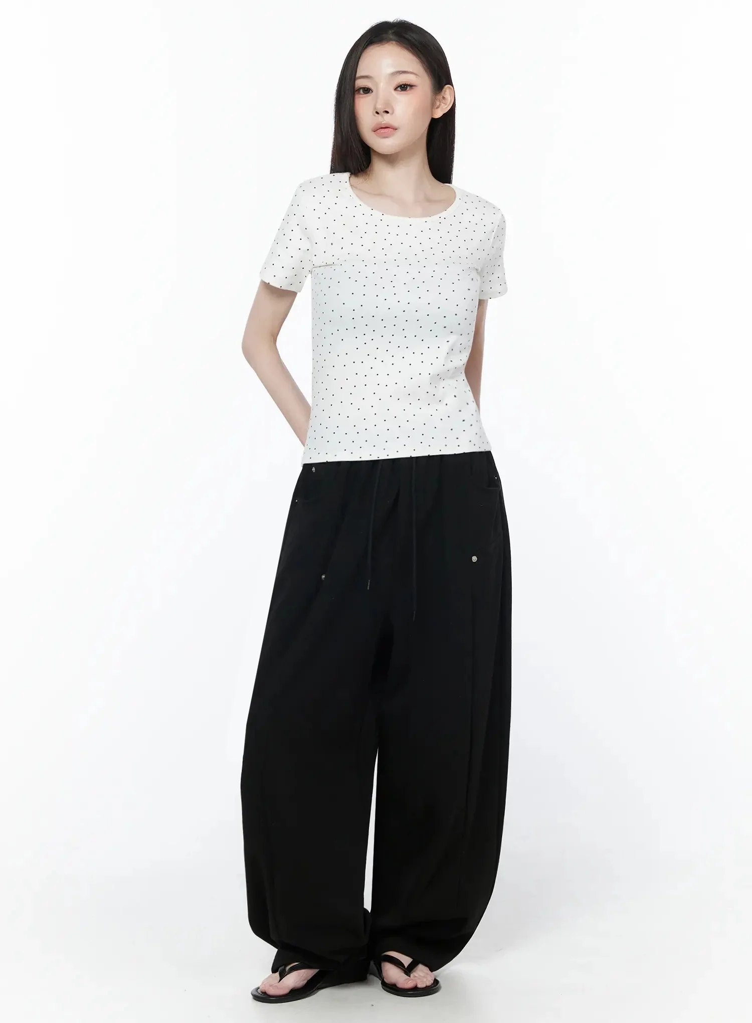 Polka Dot Round Neck Tee IU512 - Image 8