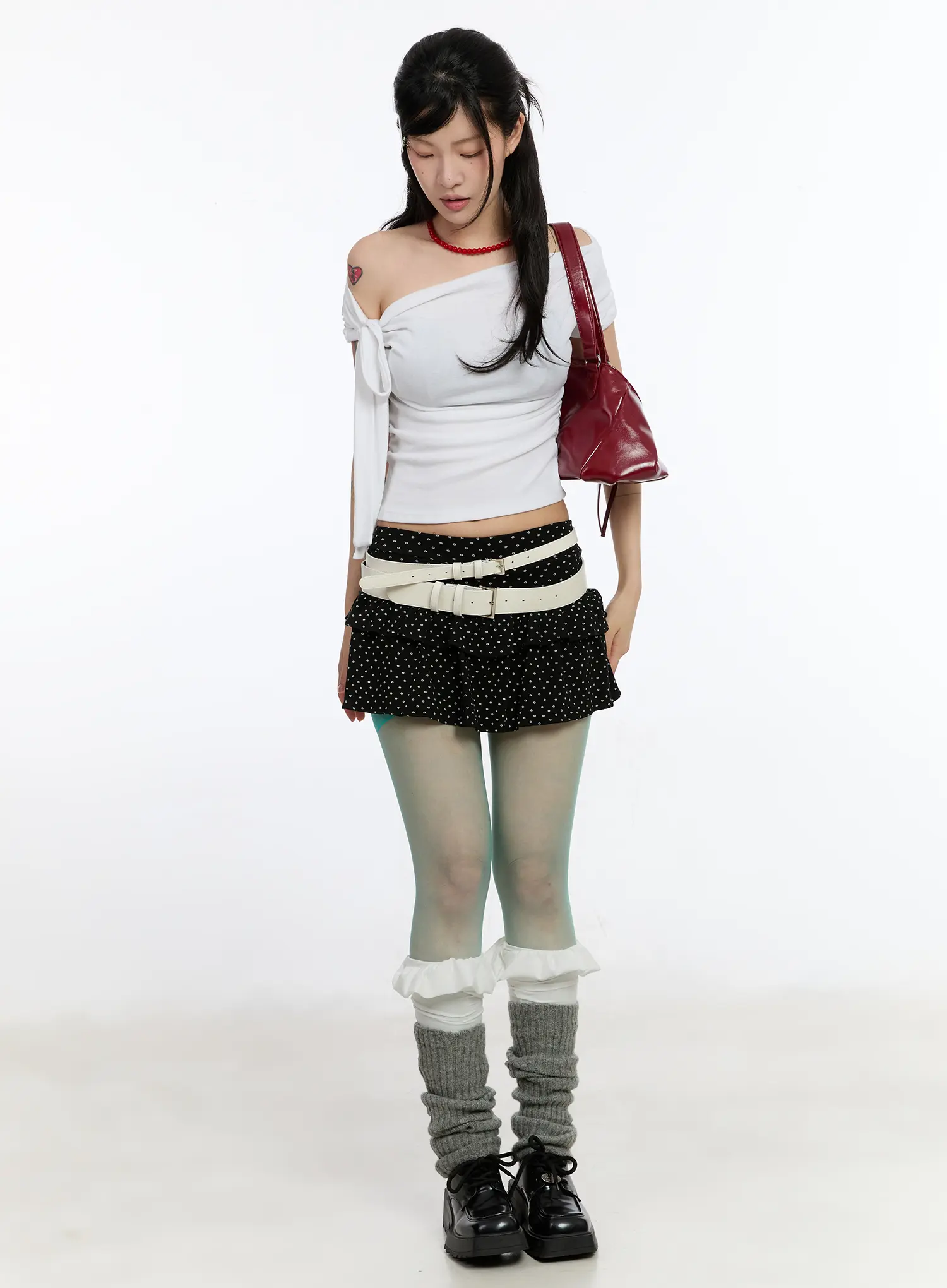 Polka Dot Ruffle Mini Skirt CA508 - Image 2