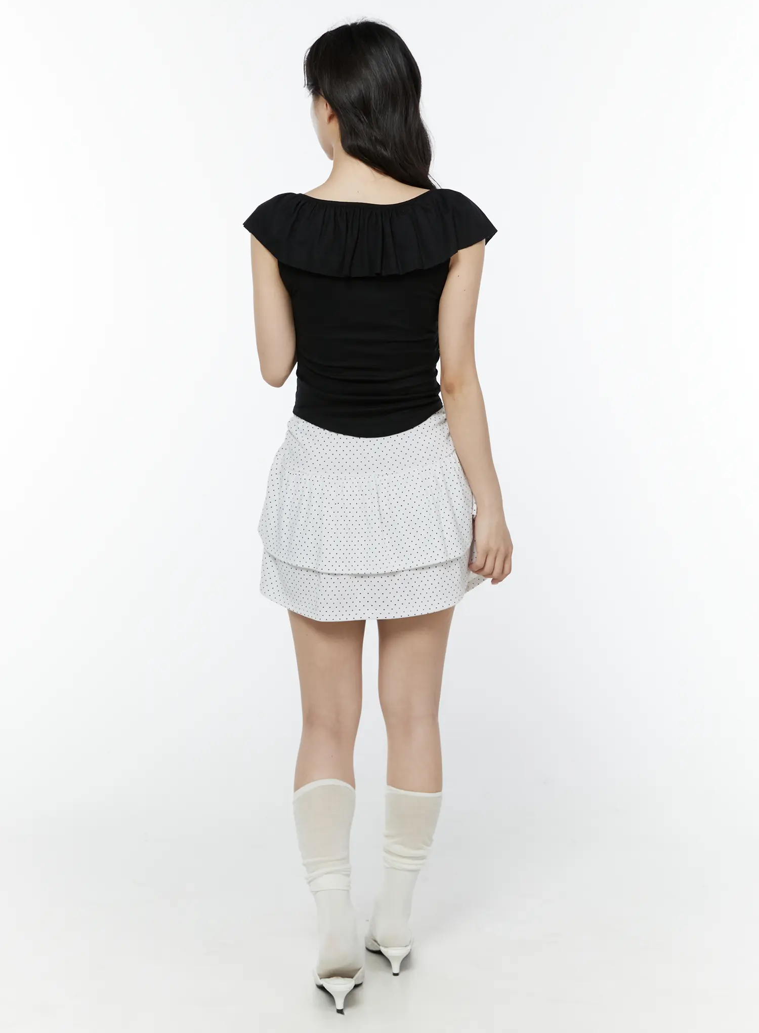 Polka Dot Ruffle Mini Skirt IY507 - Image 9
