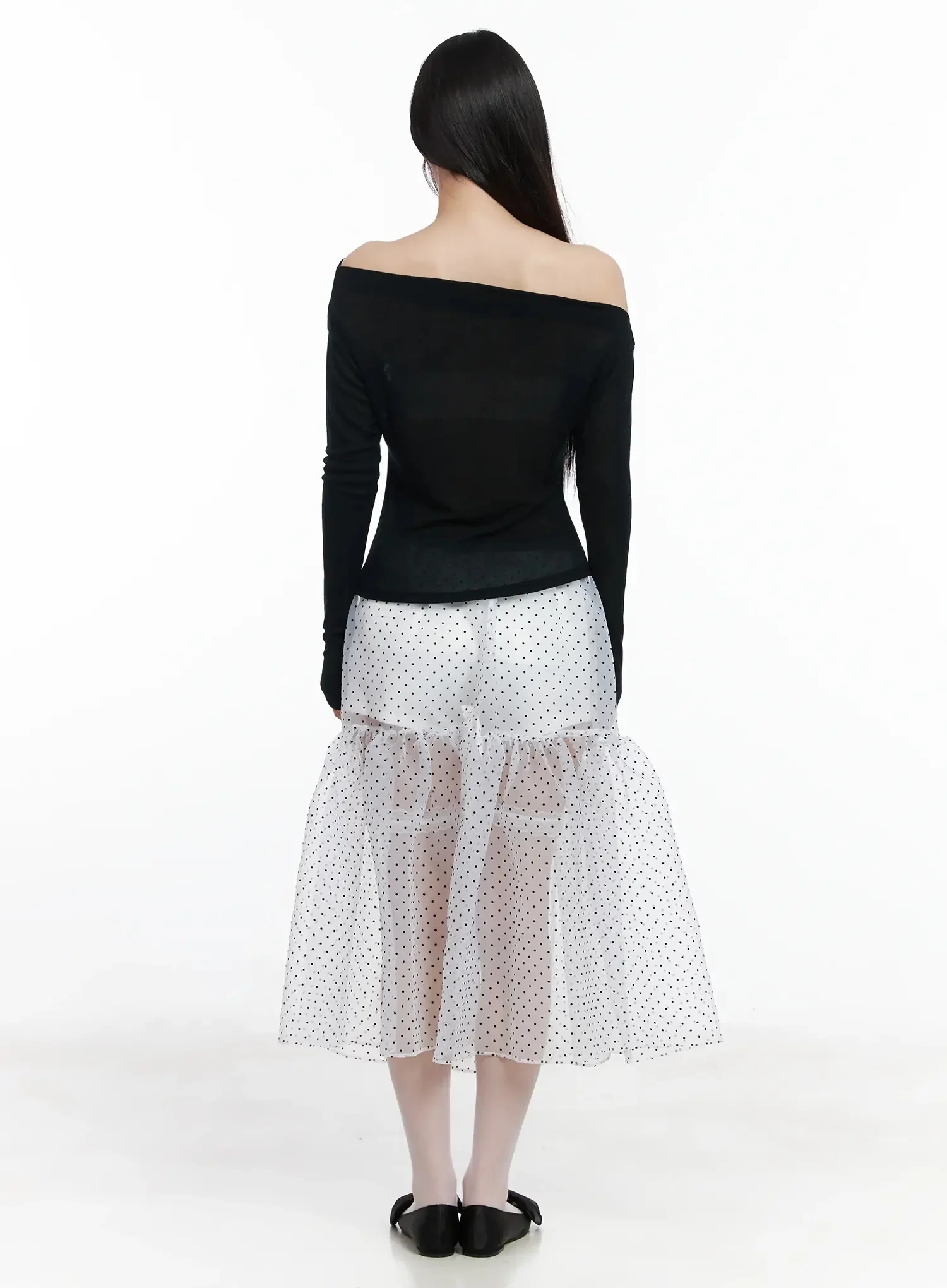 Polka Dot Sheer Midi Skirt IM504 - Image 10