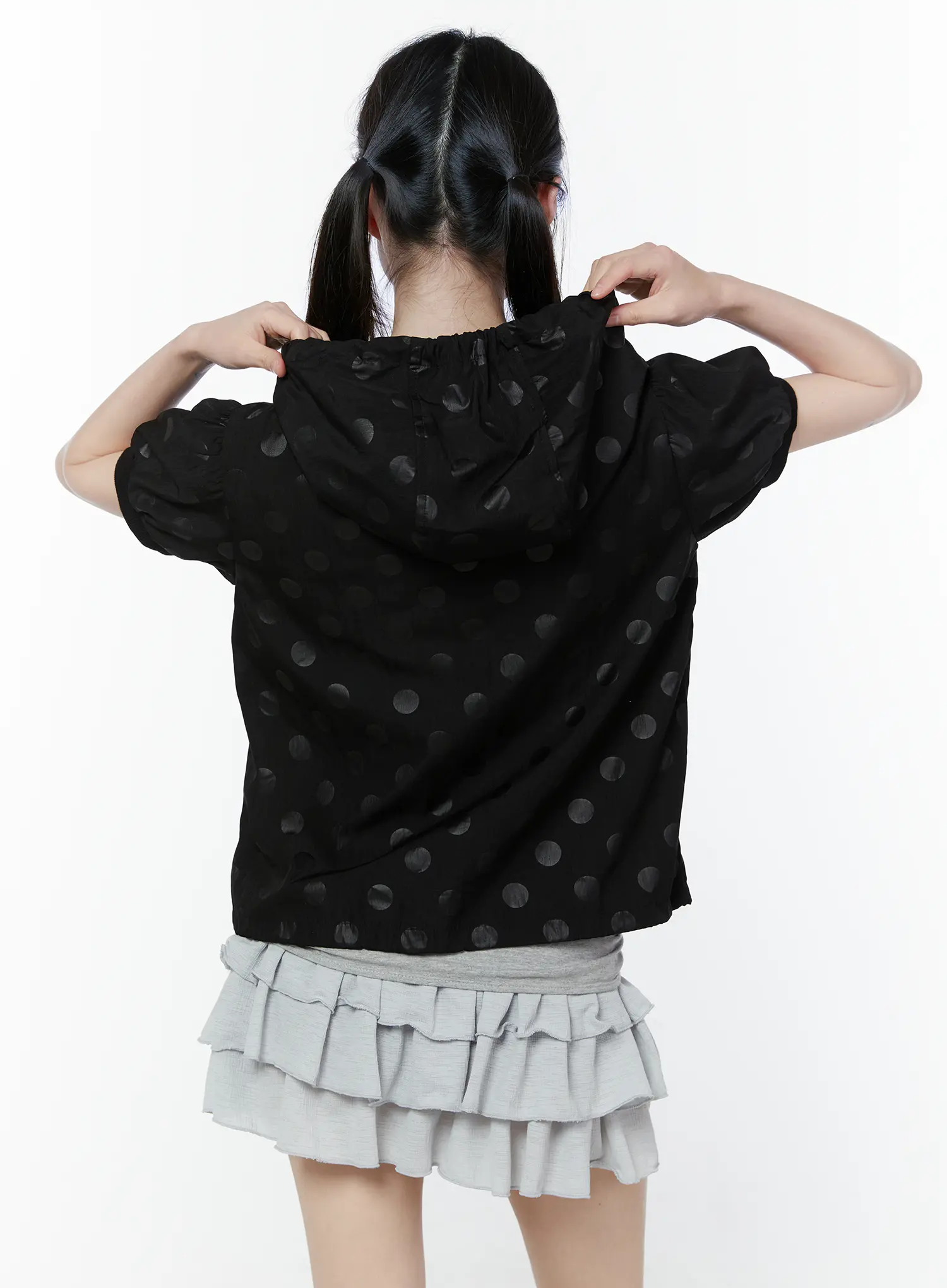 Polka Dot Short Sleeve Windbreaker Jacket CU508 - Image 10