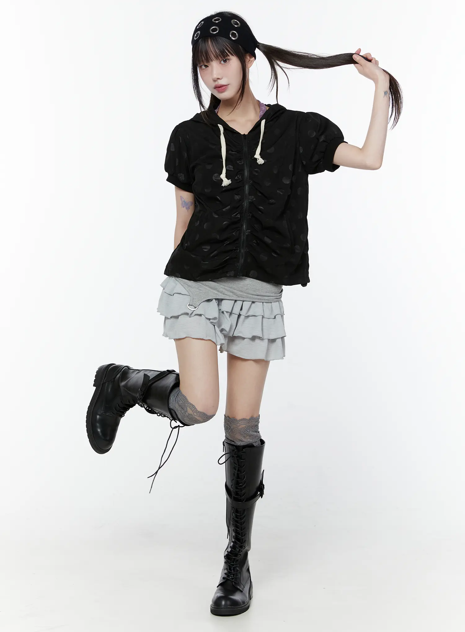 Polka Dot Short Sleeve Windbreaker Jacket CU508 - Image 3