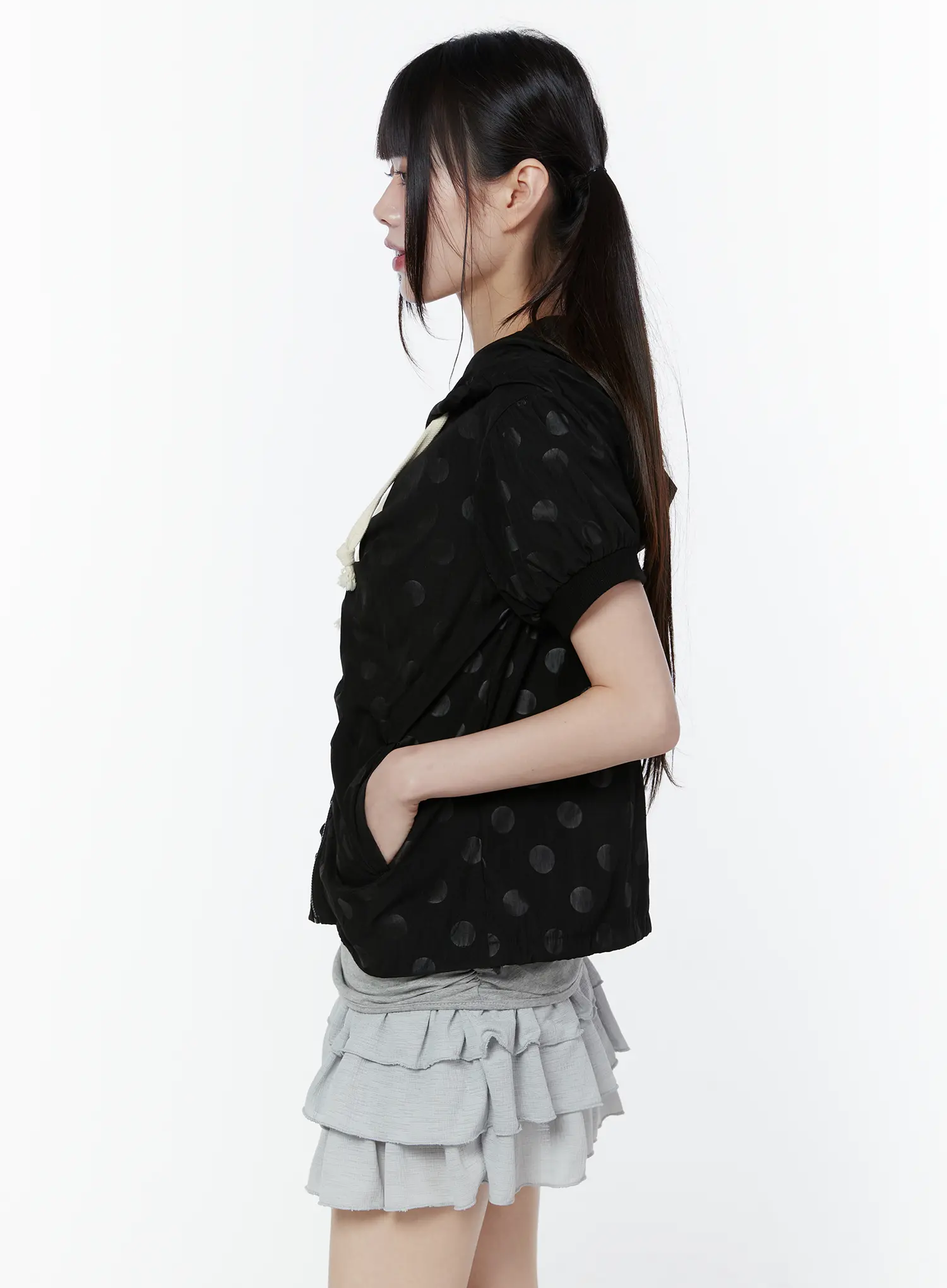 Polka Dot Short Sleeve Windbreaker Jacket CU508 - Image 8