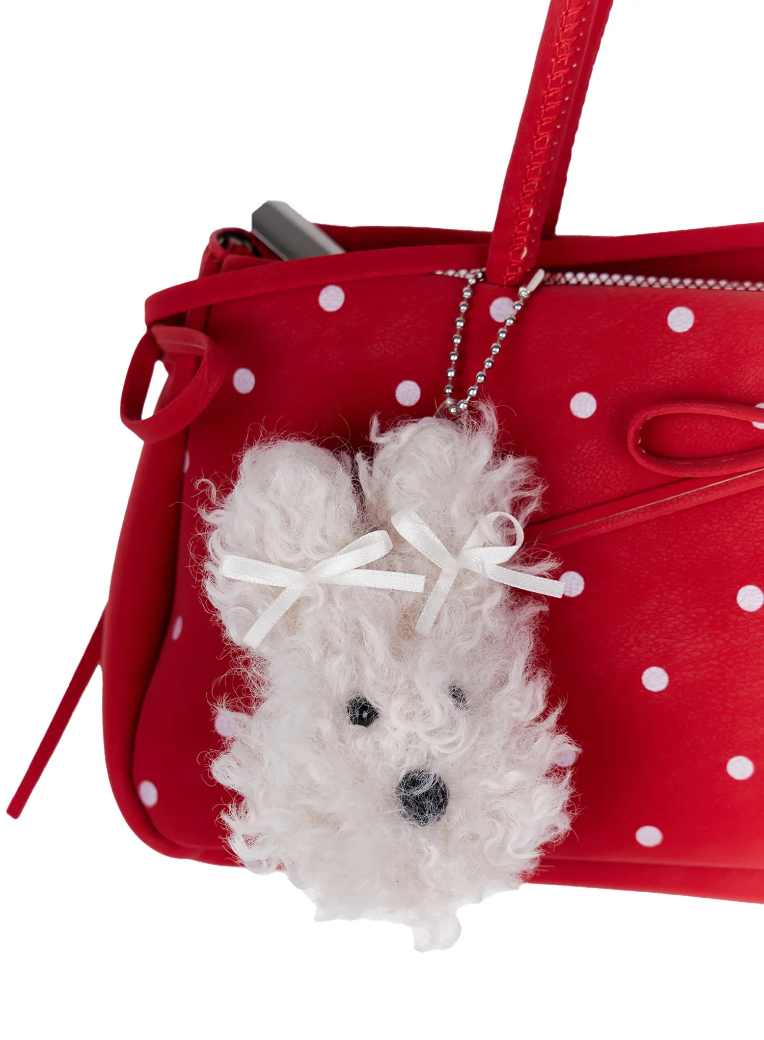 Polka Dot Shoulder Bag with Keyring CA528 - Image 8