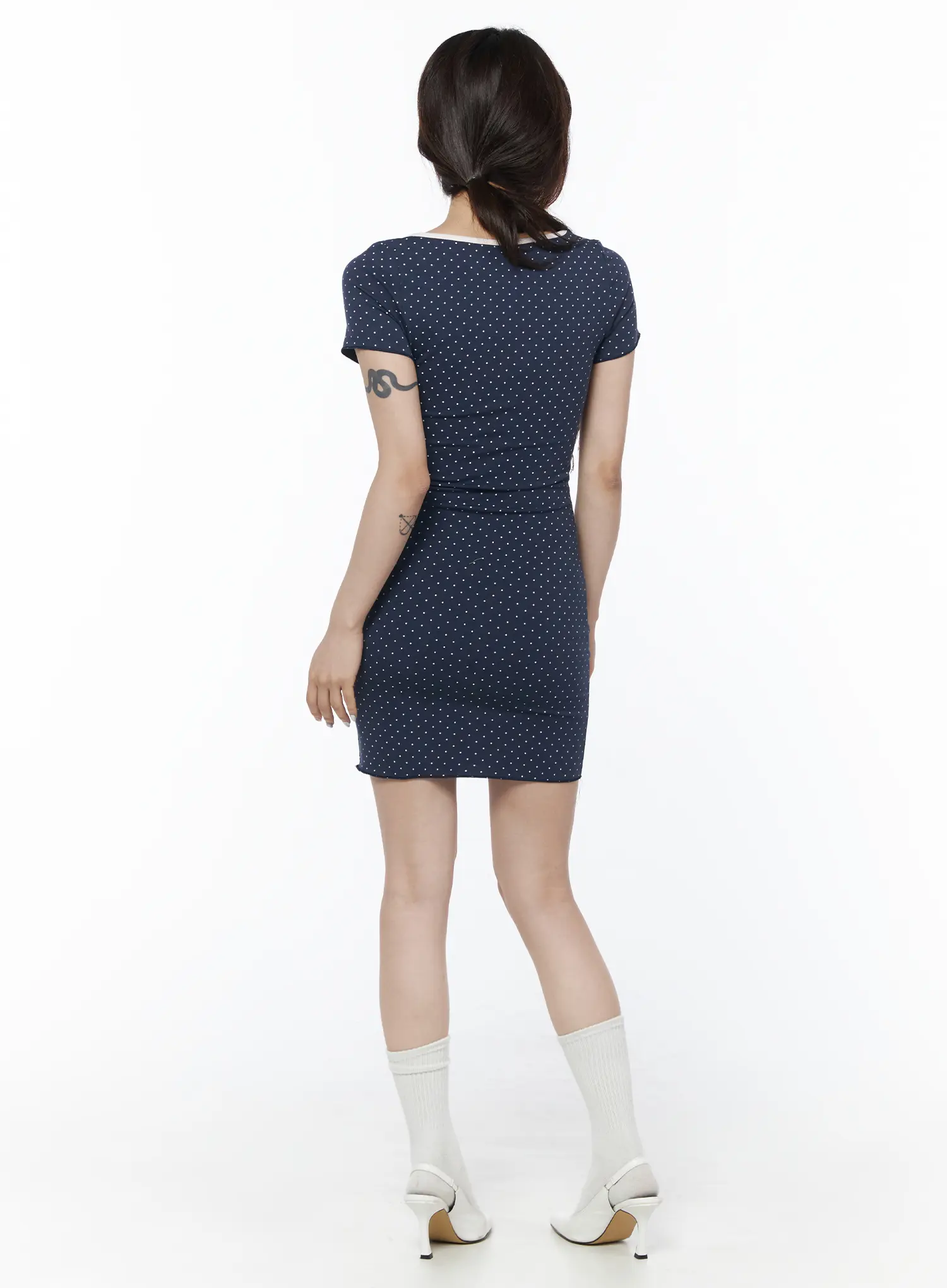 Polka Dot Square Neck Mini Dress CU504 - Image 5