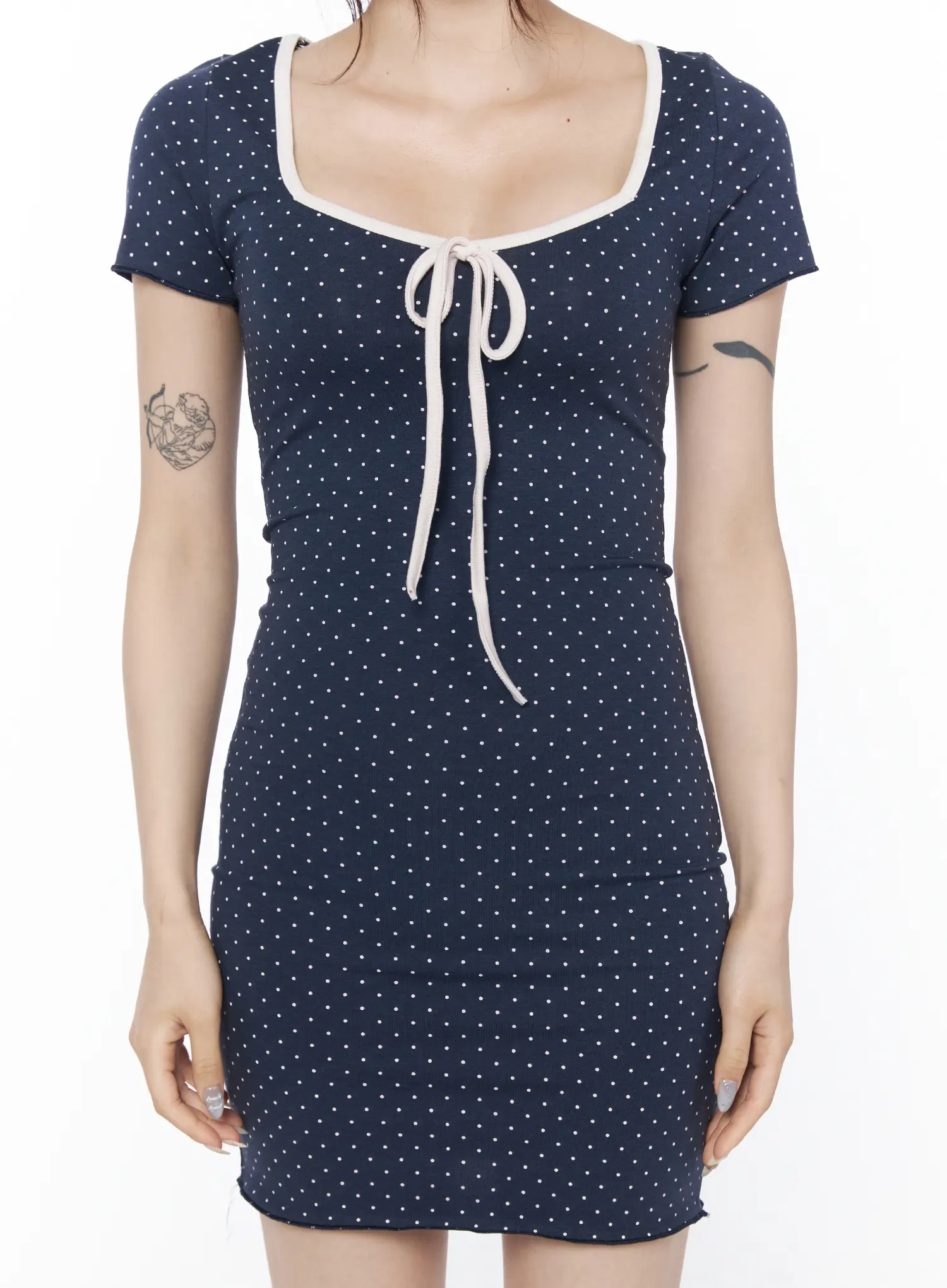 Polka Dot Square Neck Mini Dress CU504 - Image 8