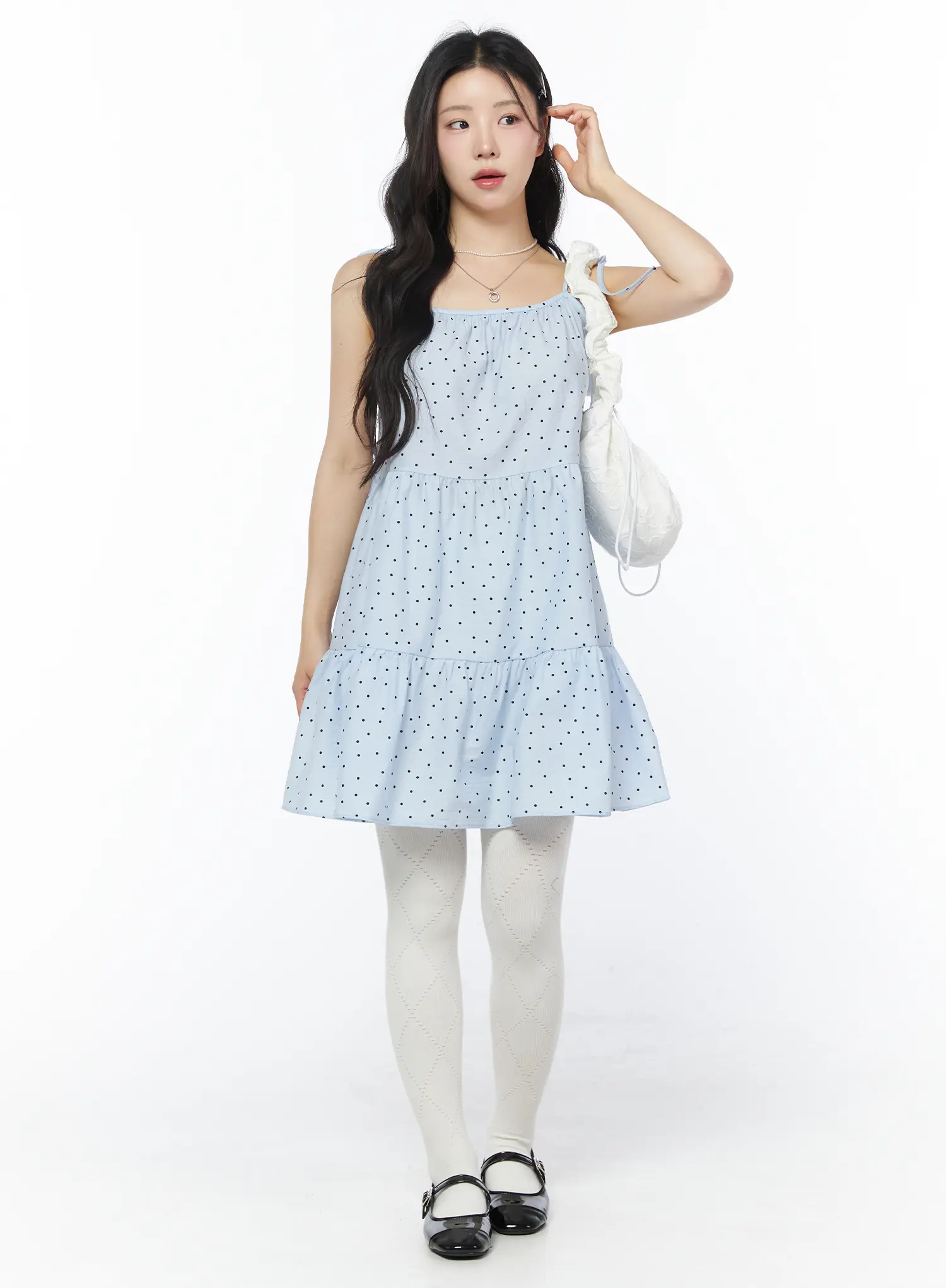 Polka Dot Tiered Mini Dress CY522