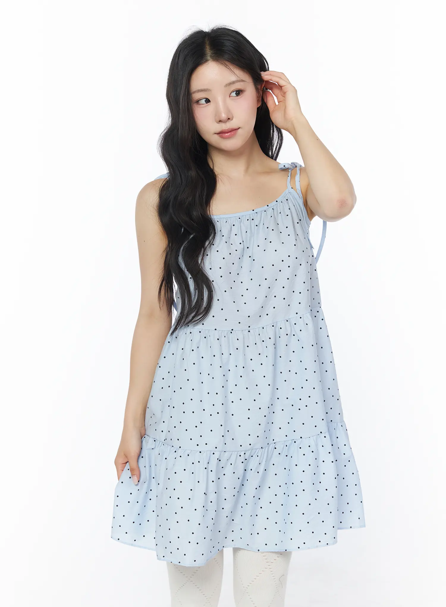 Polka Dot Tiered Mini Dress CY522 - Image 2