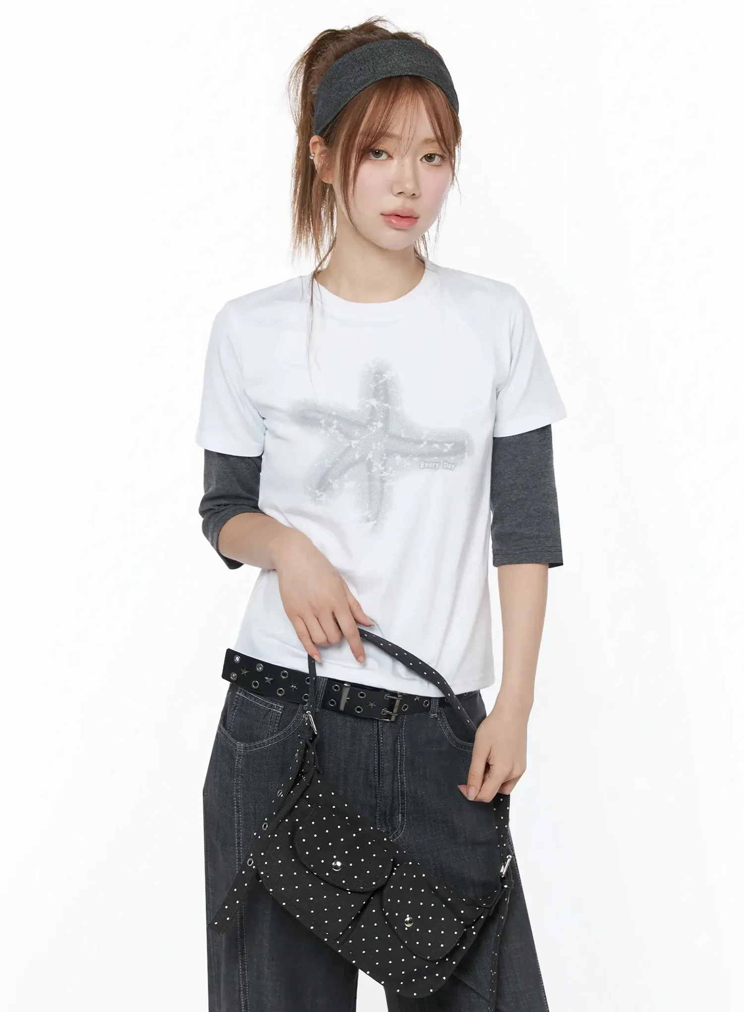 Polka Dot Two-Pocket Shoulder Bag IU508 - Image 6