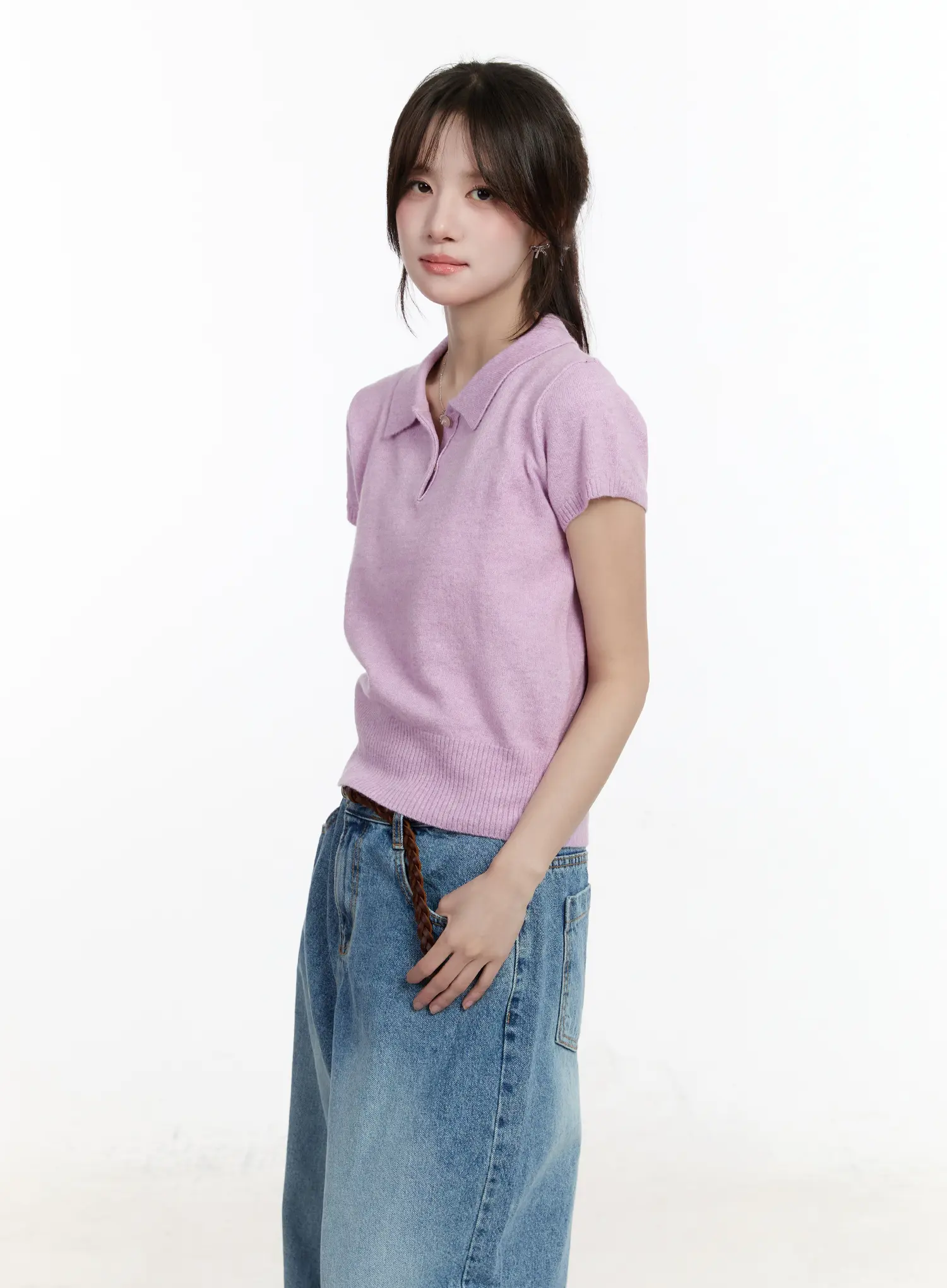 Puff Sleeve Collared Short Sleeve Top CM505 - Image 10
