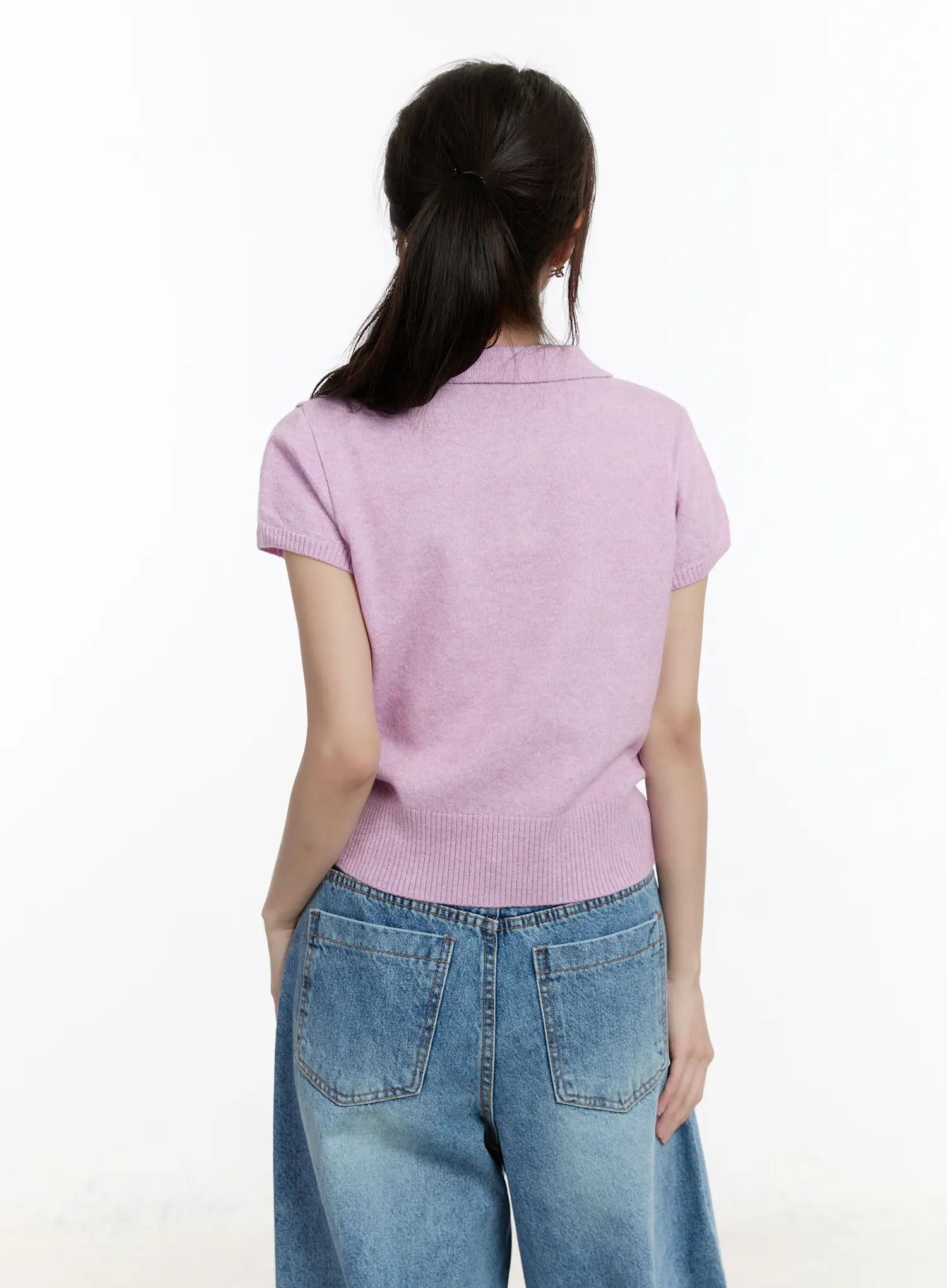 Puff Sleeve Collared Short Sleeve Top CM505 - Image 11