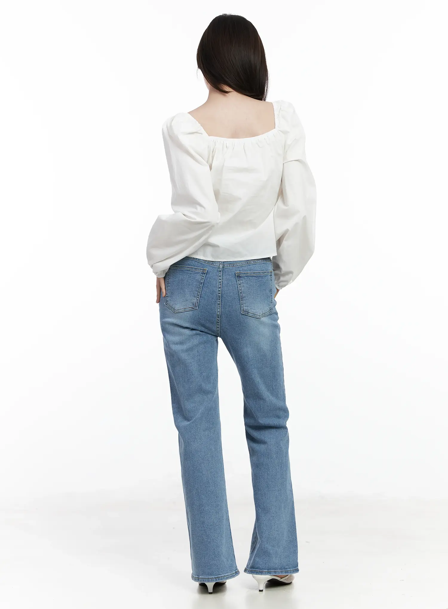 Puff-Sleeve Cotton Blouse IF520 - Image 8