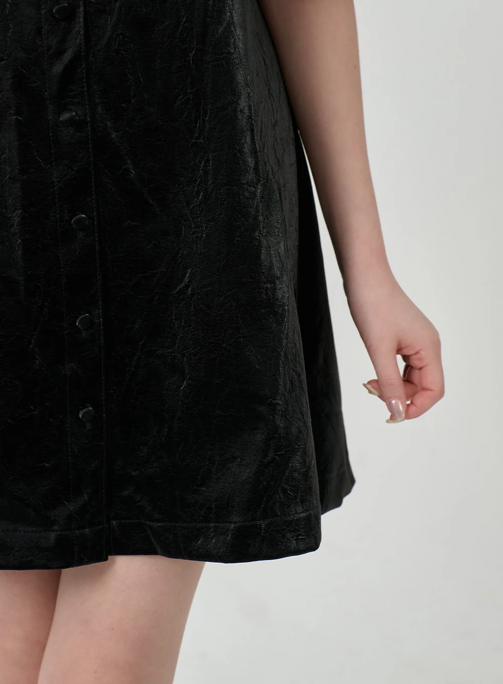 Puff Sleeve Faux Leather Mini Dress BD12 - Image 17